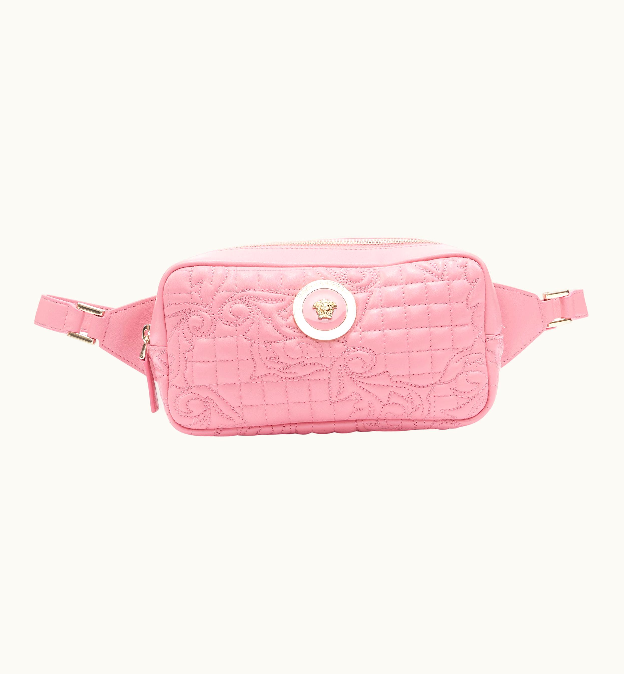 Versace Versace Vanitas Baroque Quilted Pink Leather Gold Medusa Crossbody Waist Bag UZ0577032