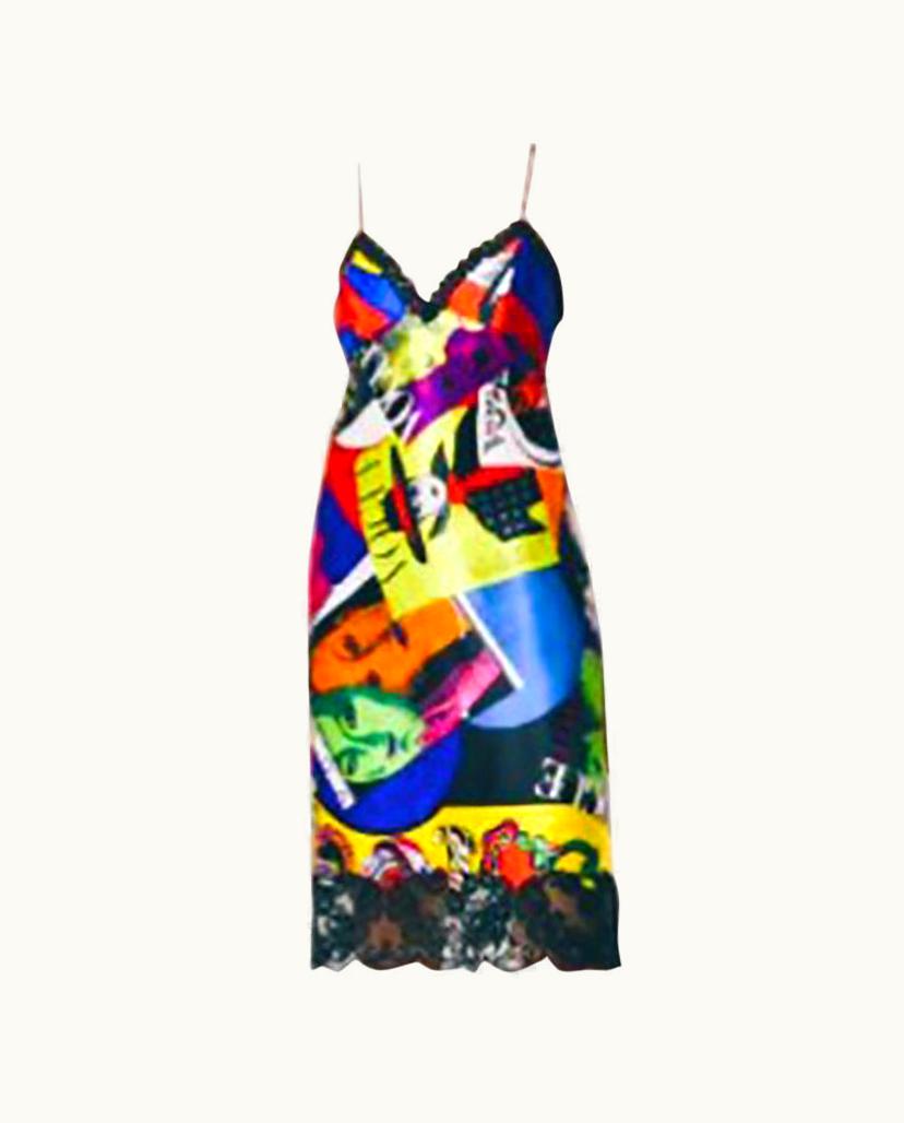 Versace Versace Spring 2018 Vogue Print Lace Camisol Silk Midi Dress UZ0577064