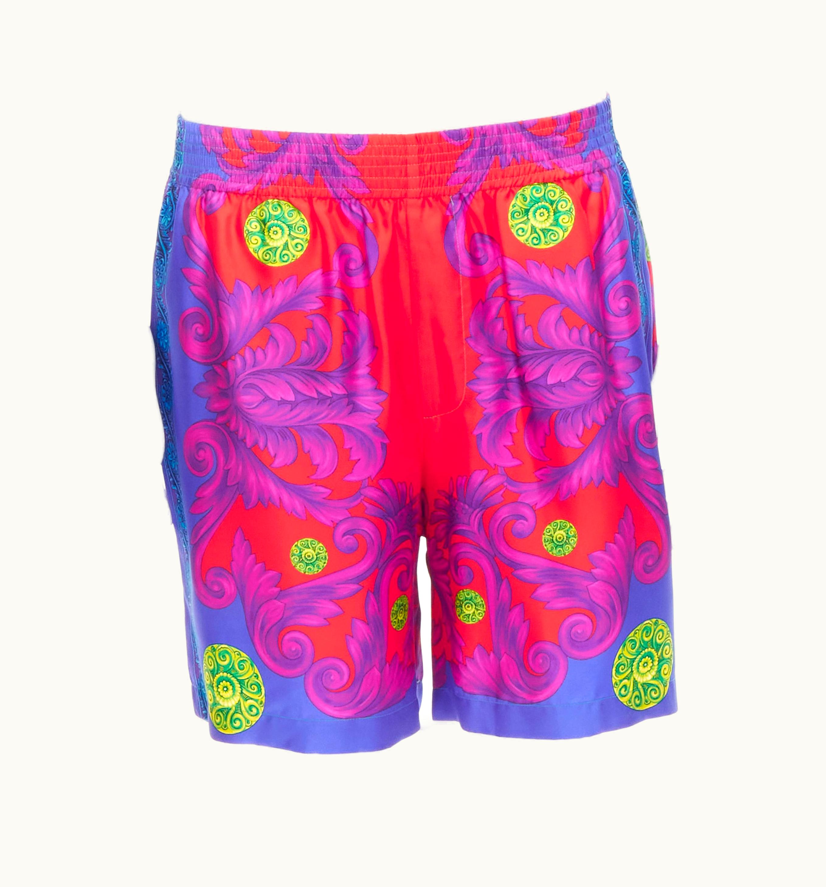 Versace Versace Medusa Trionfo Garden Blue Purple Barocco Summer Shorts Xl