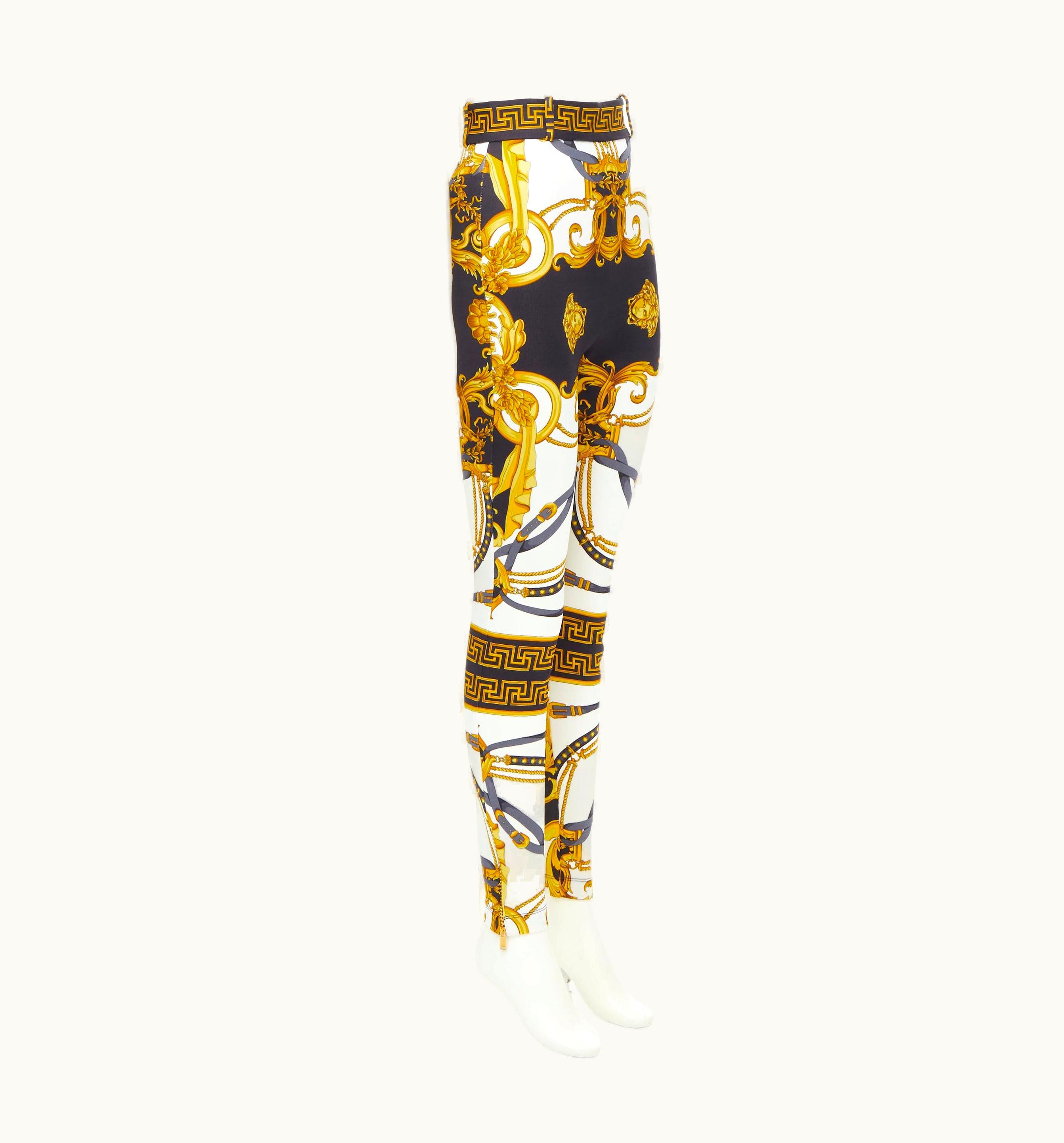 Versace Versace Rodeo Barocco Black Gold Baroque Harness Legging Pants UZ0577083