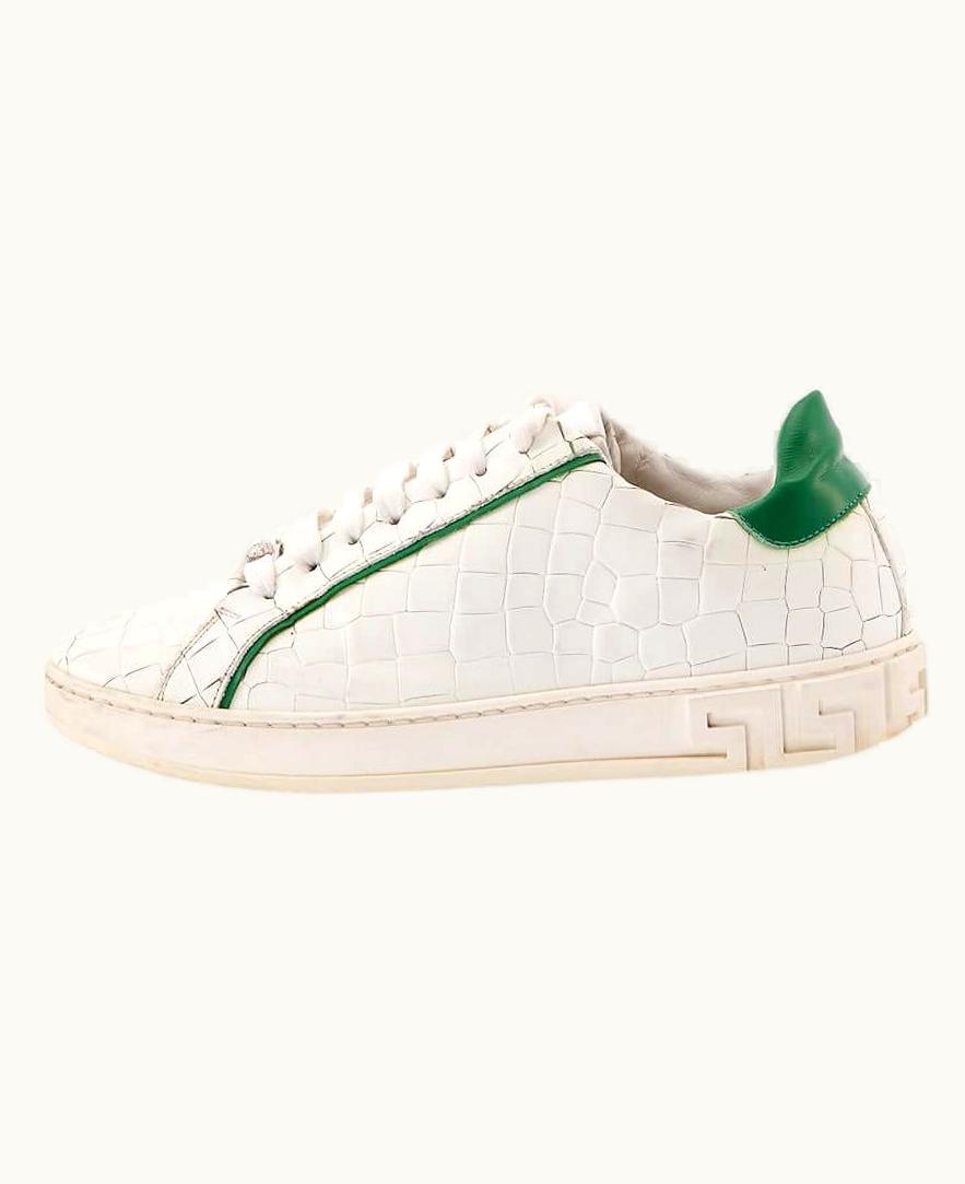 Versace Versace Women' White Croc-Embossed Leather Low-Top Sneakers