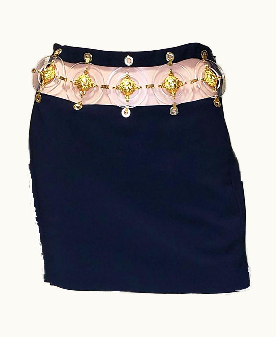 Versace Versus Versace+ Anthony Vaccarello Black Skirt WS/S Plexiglass And Lions