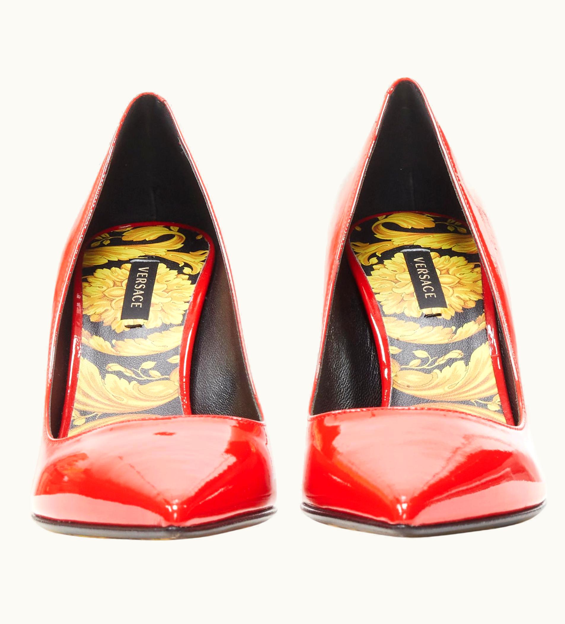 Versace Versace Hibiscus Barocco Eros Red Patent Floral Sole Medusa Pump UZ0577112