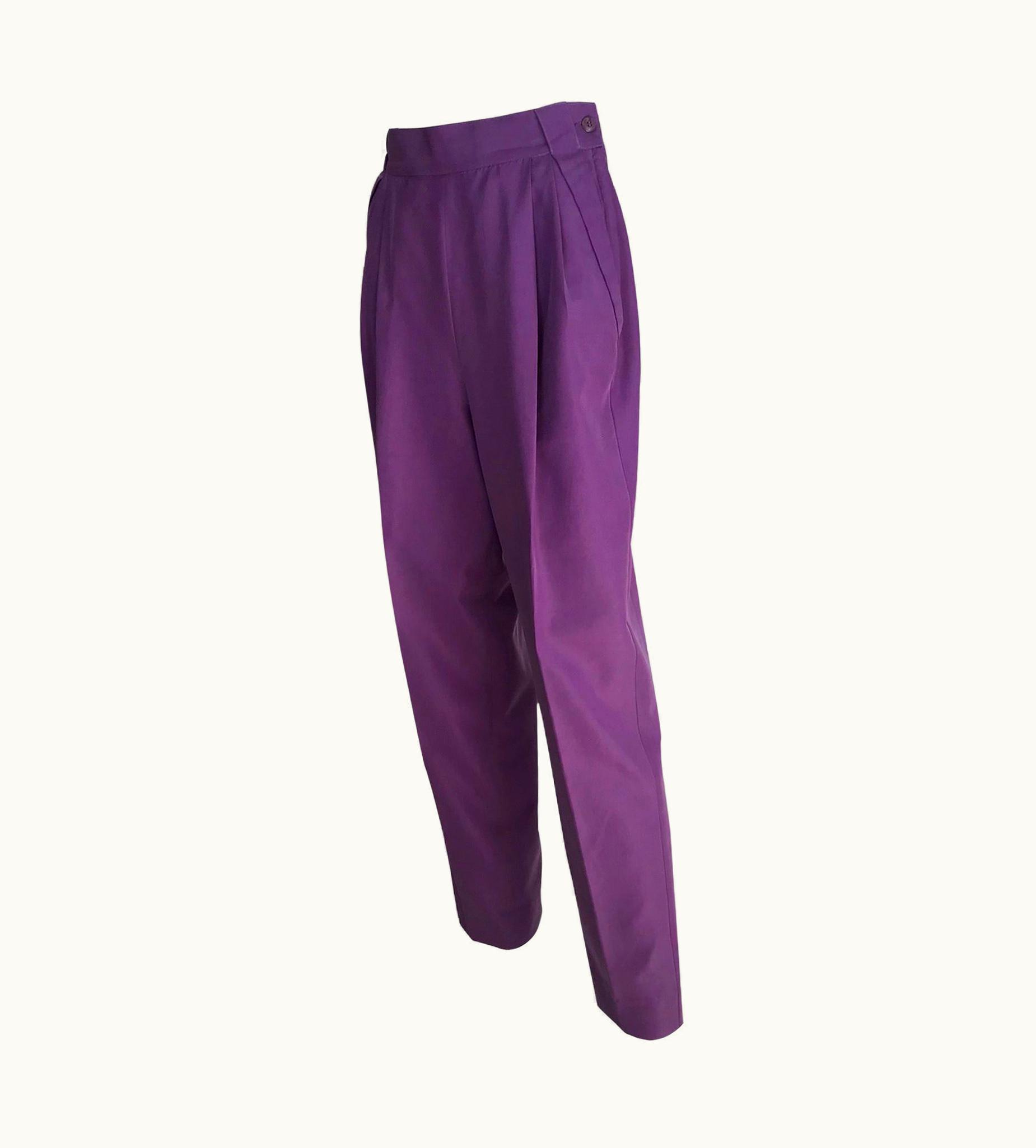 Gianni Versace Couture 1980' Gianni Versace Silk Purple Pants S/Sm