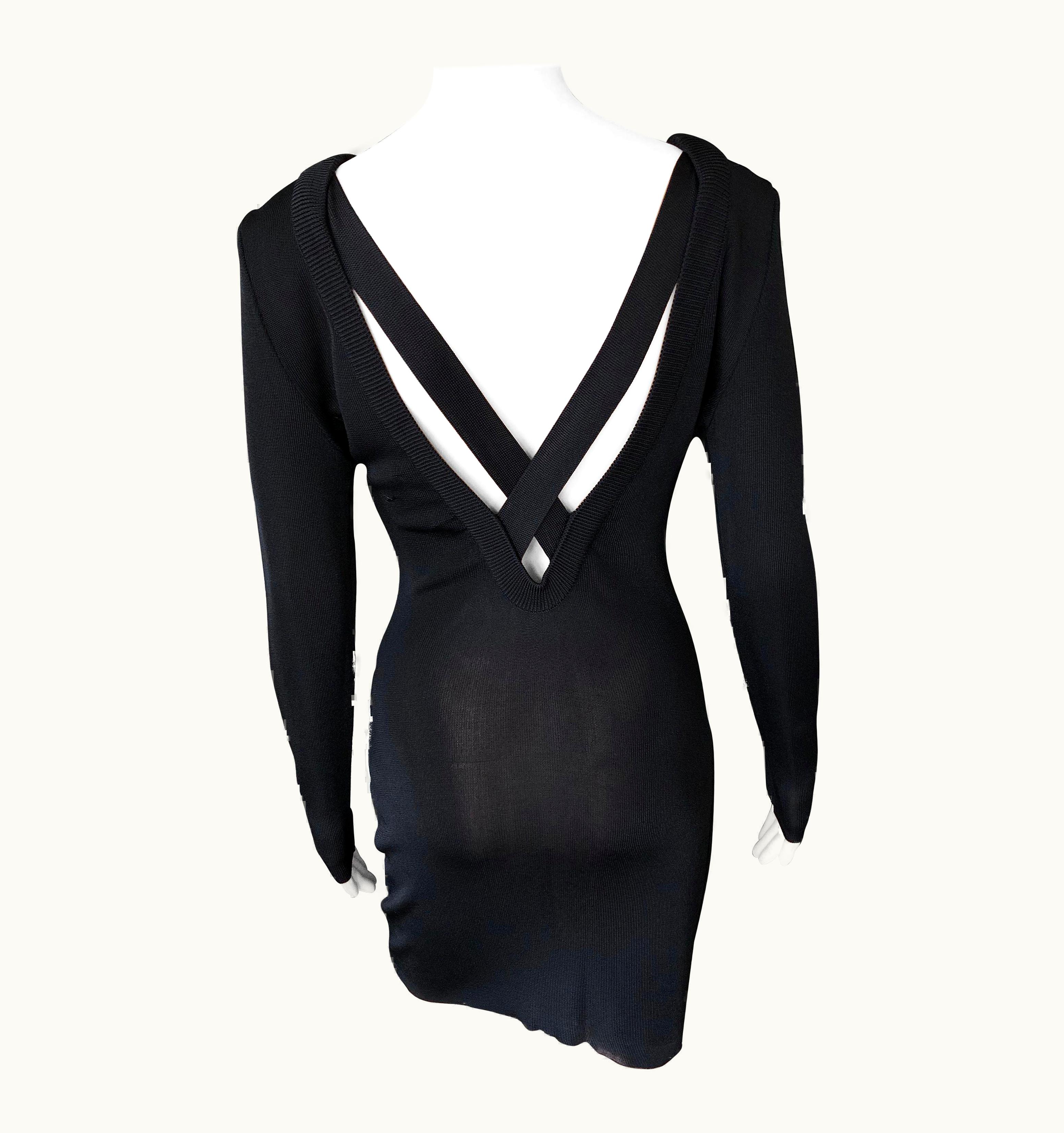 Gianni Versace Couture Gianni Versace C. 1980 Vintage Semi-Sheer Bodycon Knit Black Dress