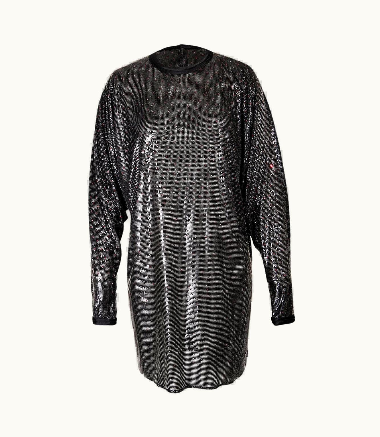 Gianni Versace Couture 1983 Gianni Versace Gunmetal Oroton Chainmail Crystal Dress