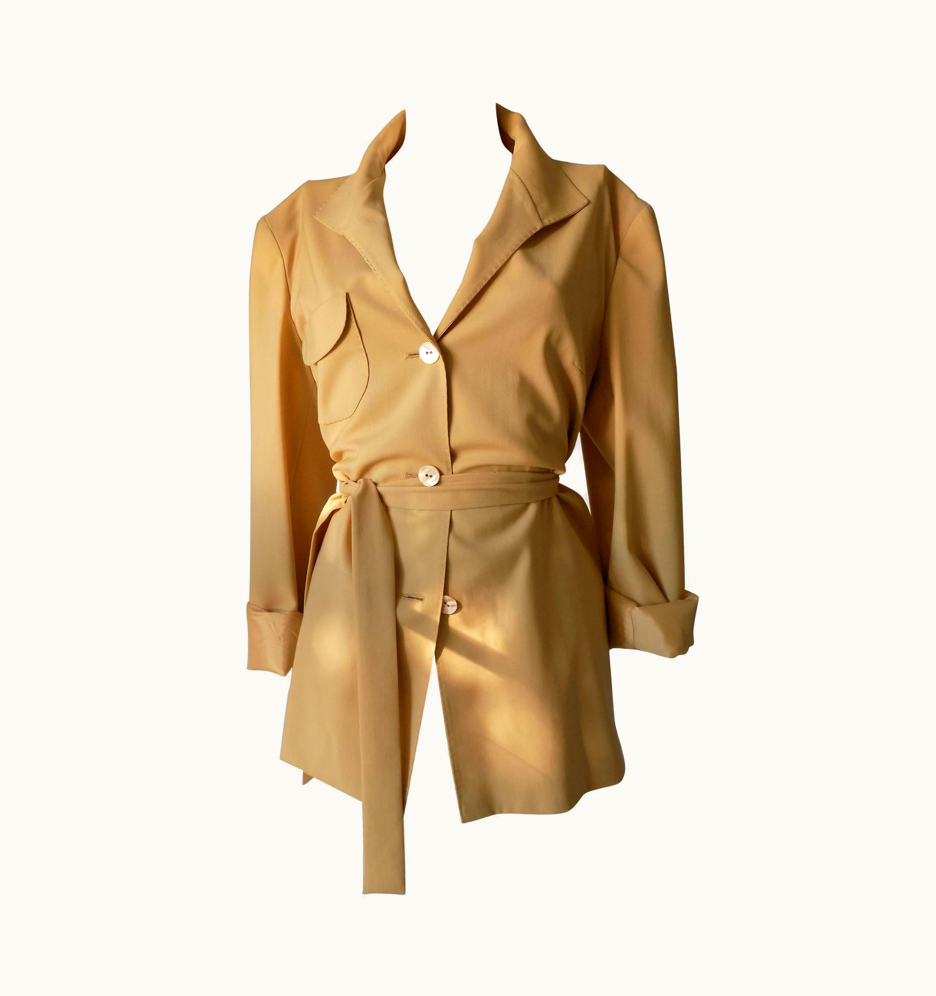 Gianni Versace Couture 1980s Genny By Gianni Versace Light Brown Wool Jacket