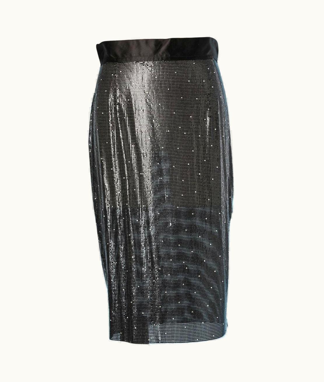 Gianni Versace Couture Metallic Black Mesh And Strass Skirt Gianni Versace
