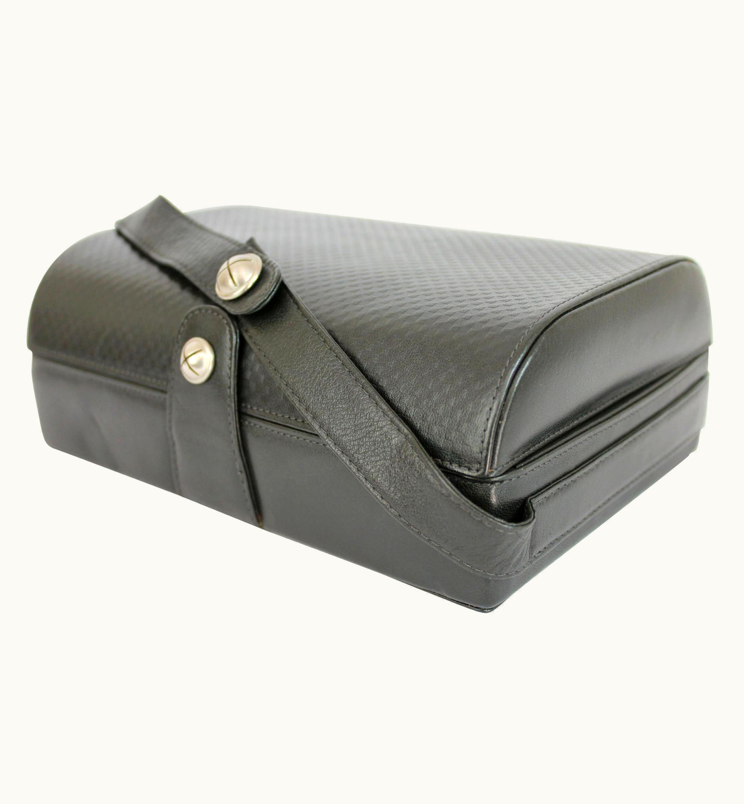 Gianni Versace Couture Gianni Versace Black Leather Trunk Structured Rigid Bag 1980s