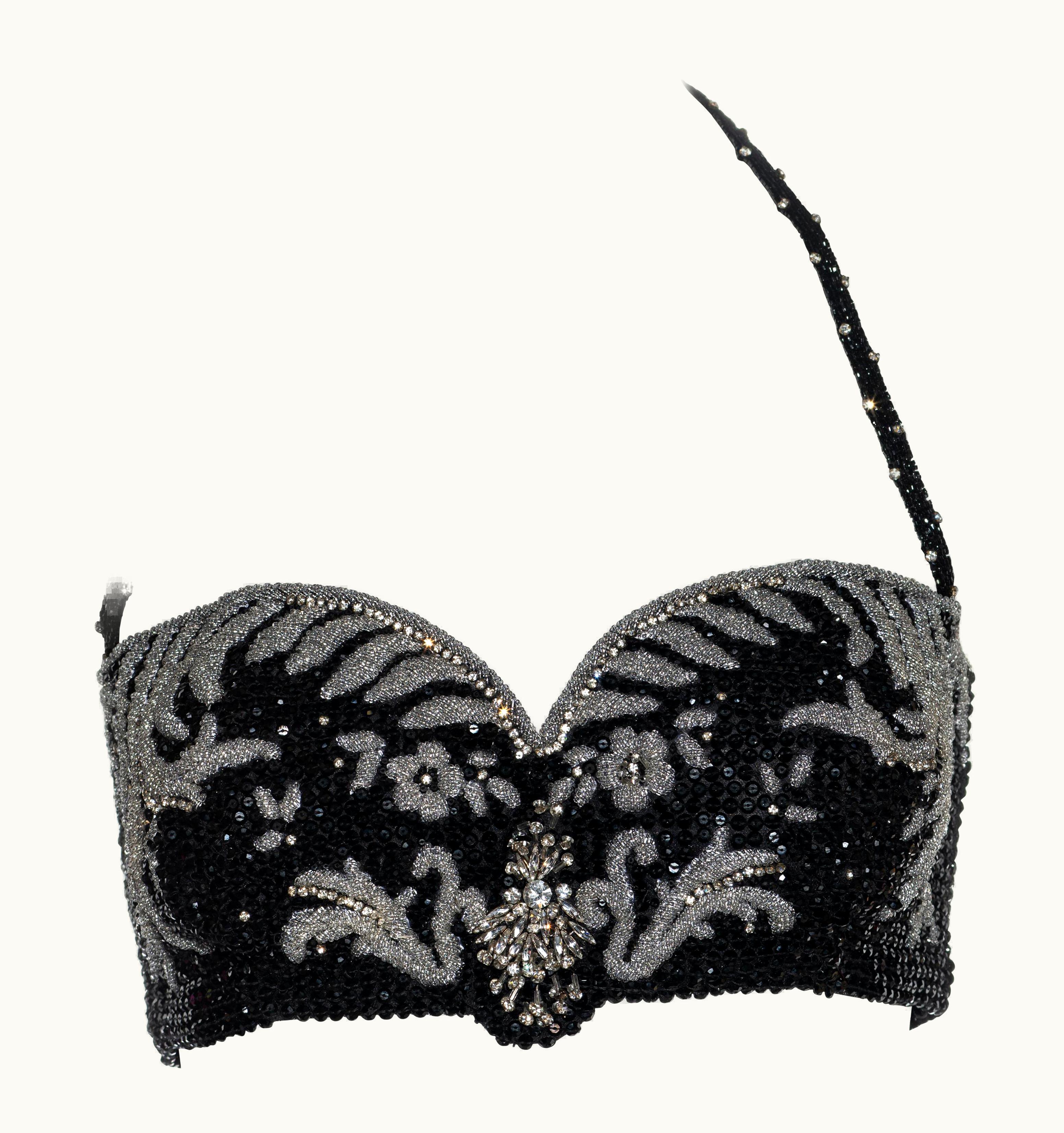 Gianni Versace Couture Gianni Versace Beaded Halterneck Corset Bra With Crystal Embellishment, AW 1989