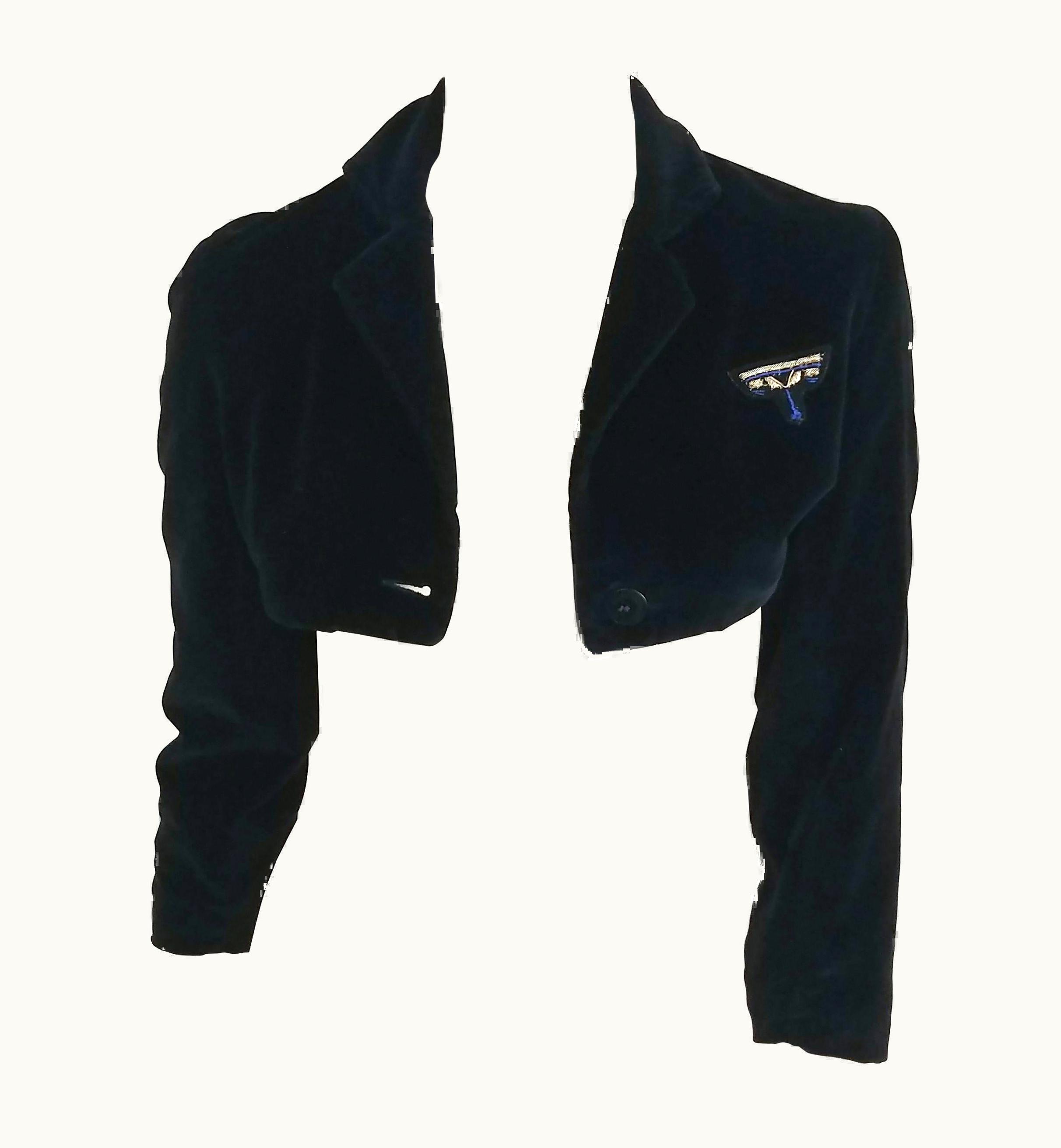 Gianni Versace Couture 1980s Gianni Versace Velveteen Ultra Cropped Jacket