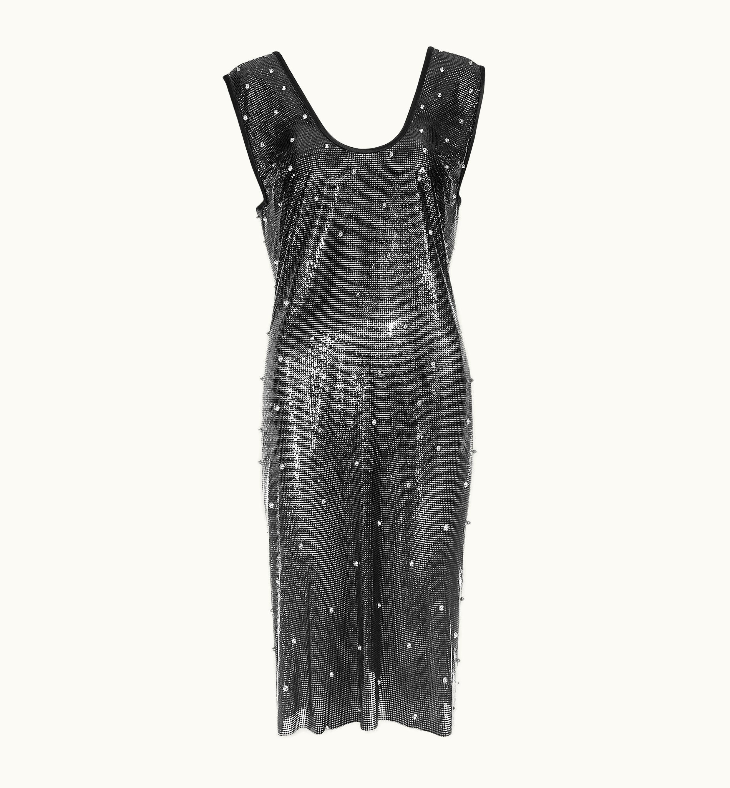 Gianni Versace Couture Gianni Versace Black Studded Metal Mesh Chainmail Shift Dress, AW 1983