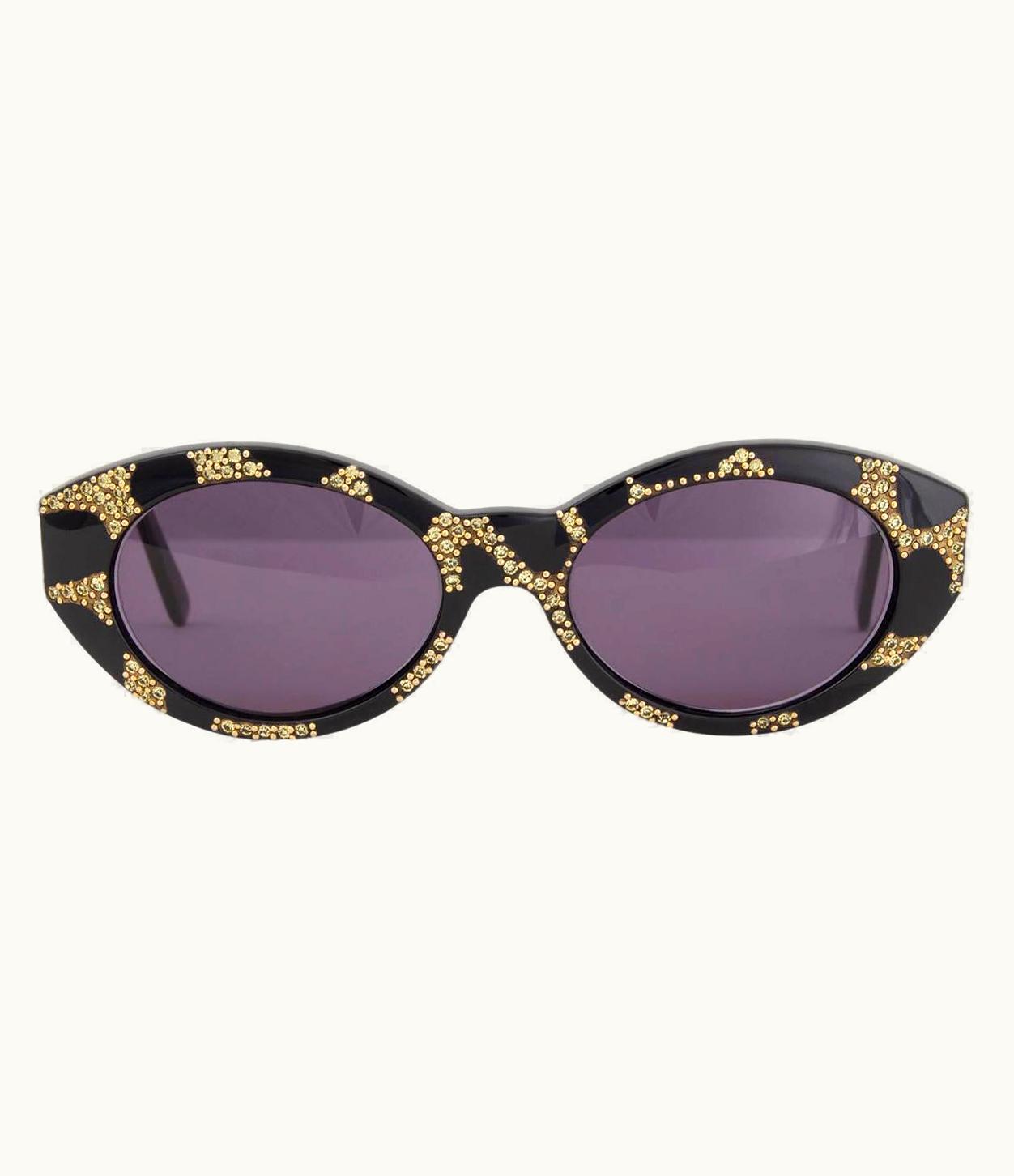 Gianni Versace Couture Gianni Versace Black Gold Glitter Medusa Vintage Sunglasses 480/w