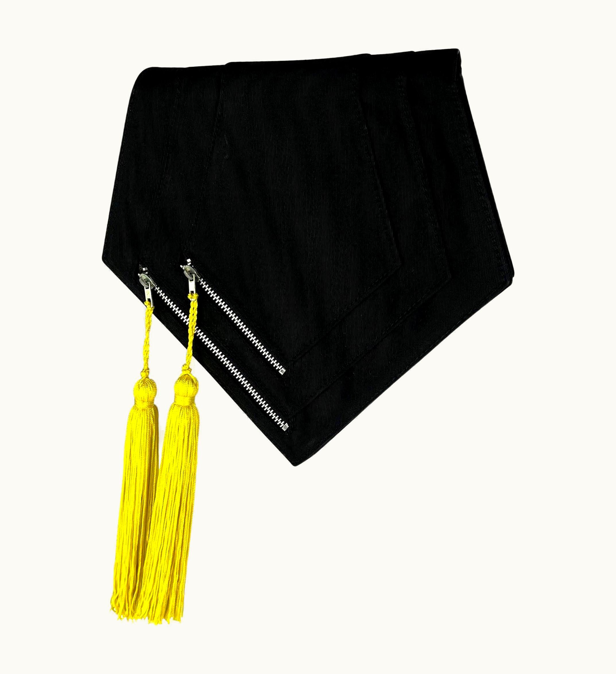 Gianni Versace Couture S/S 1989 Gianni Versace Couture Black Fabric Diamond Yellow Tassel Clutch