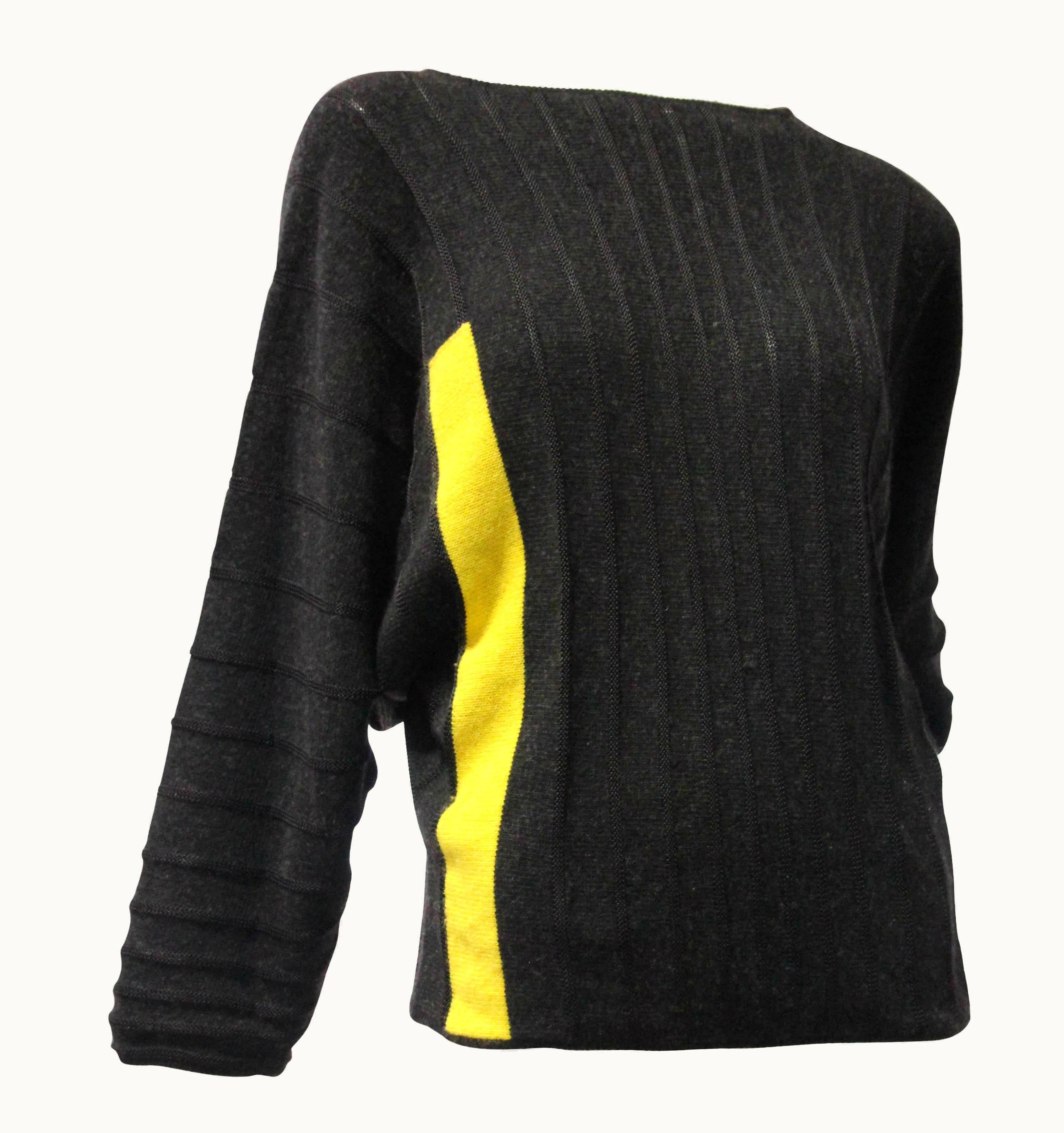 Gianni Versace Couture 1980s Gianni Versace Color-Blocked Wool Rib-Knit Dolman-Sleeve Sweater