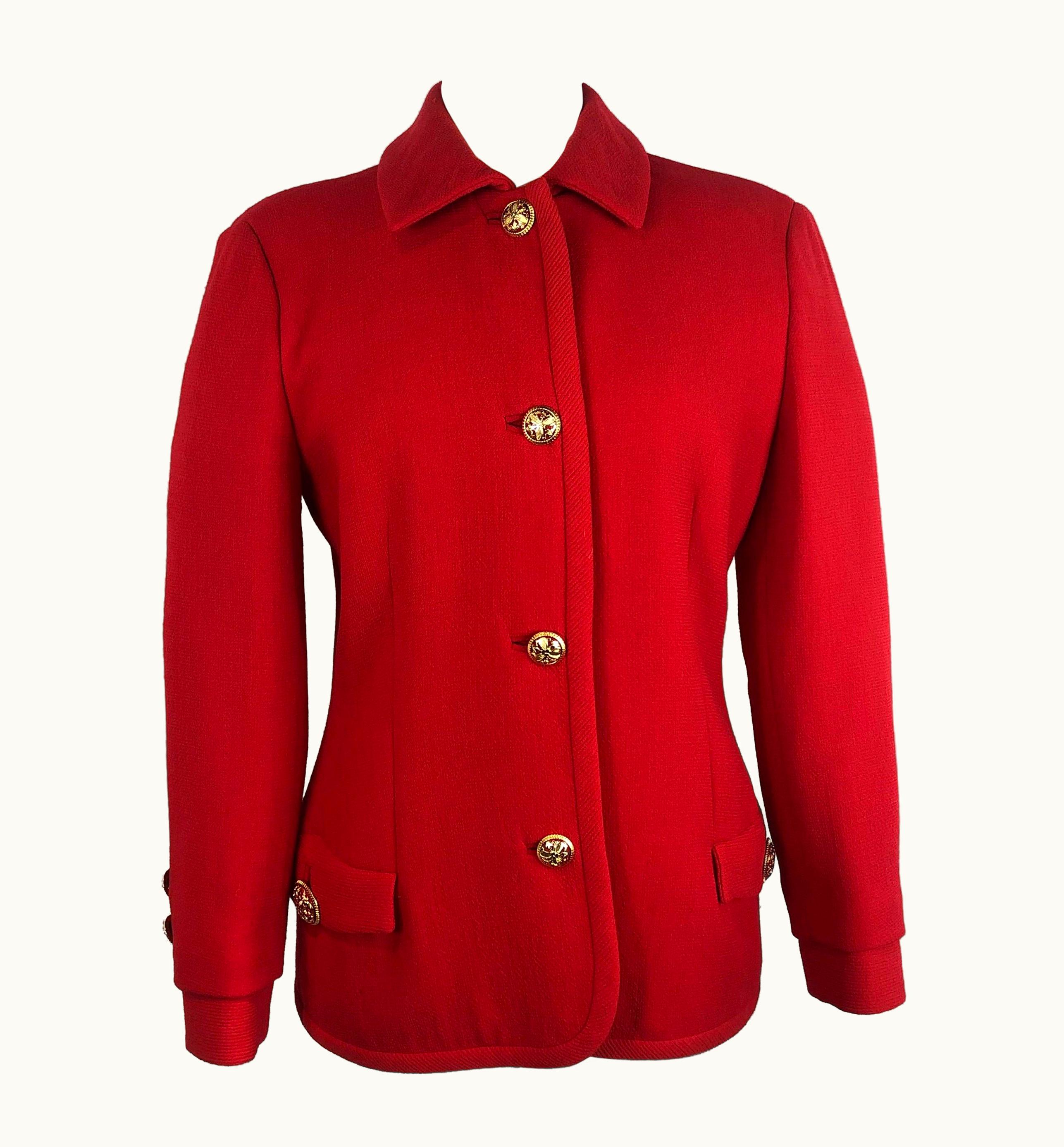 Gianni Versace Couture Gianni Versace 80s Red Wool Jacket