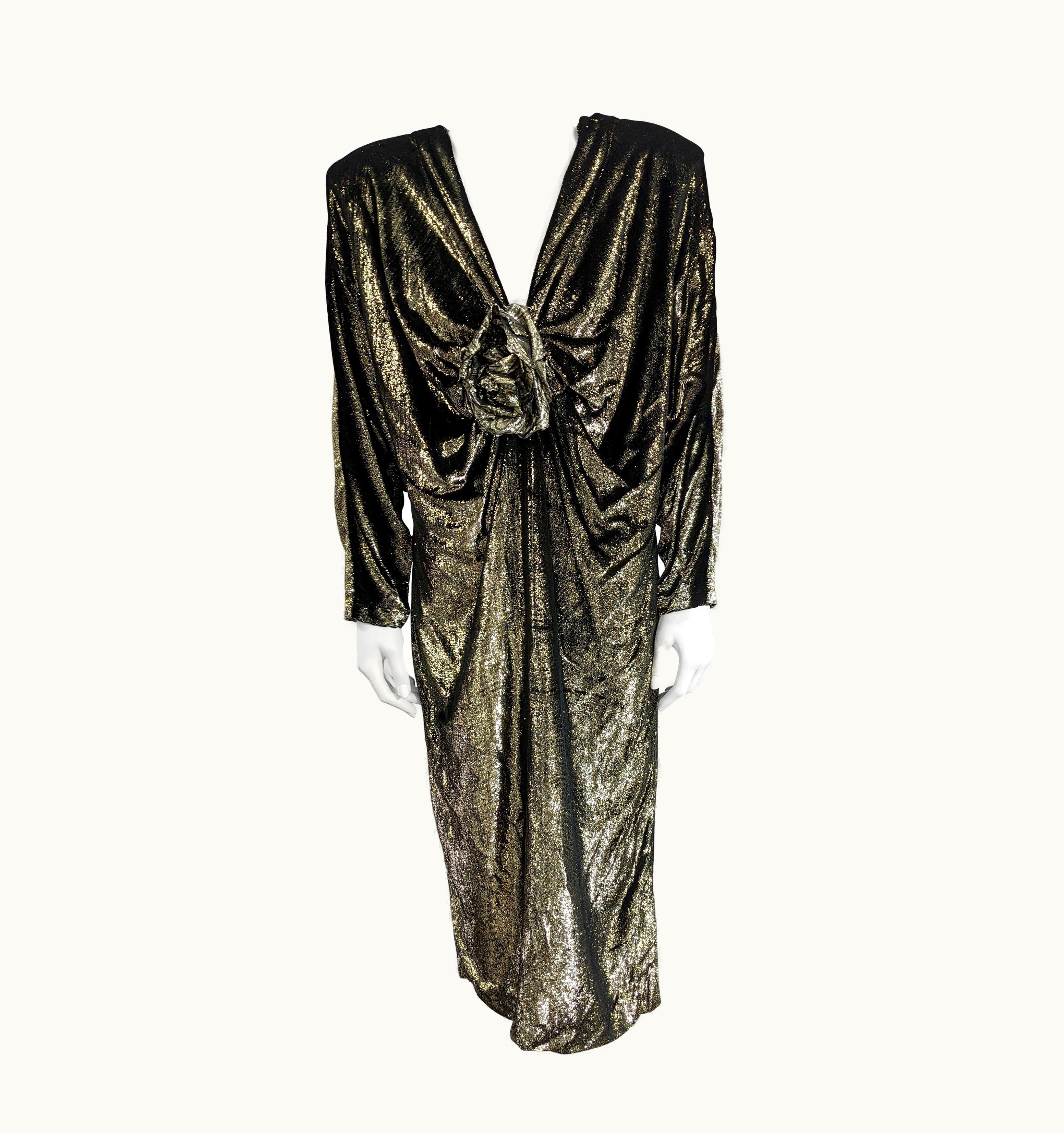 Gianni Versace Couture Genny By Gianni Versace Draped Lurex Velvet Dress