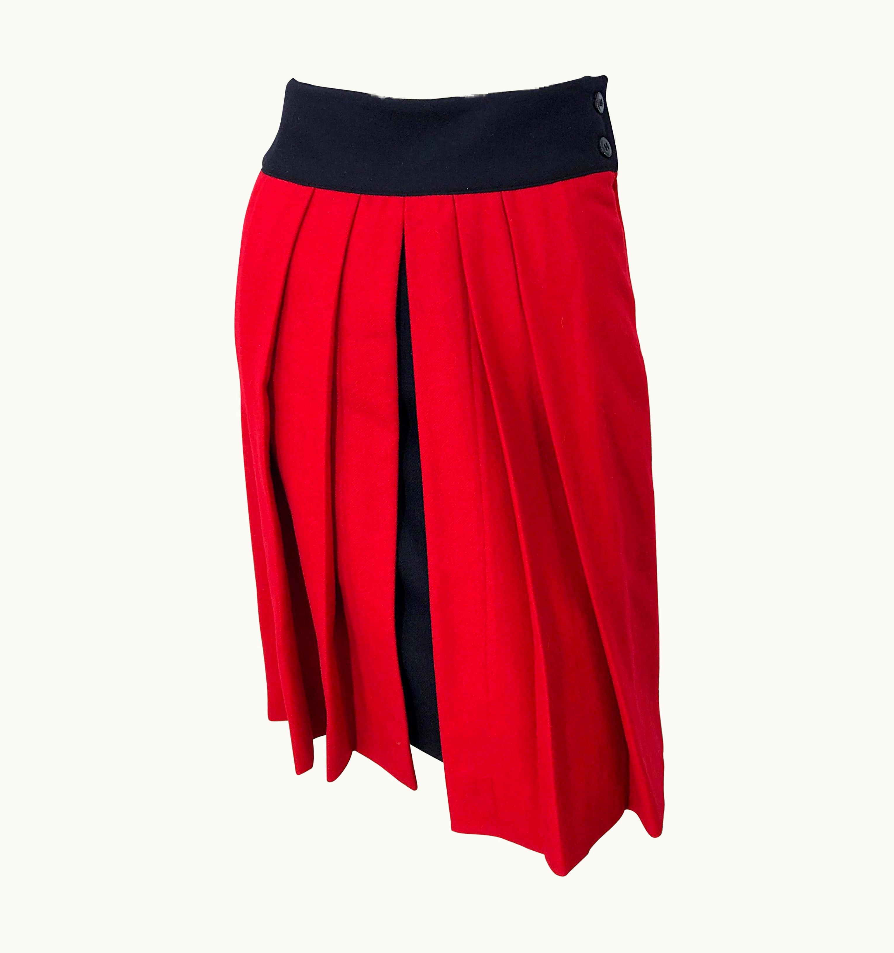 Gianni Versace Couture Gianni Versace For Genny Lipstick Red + Black 1980s Vintage 80s Pencil Skirt