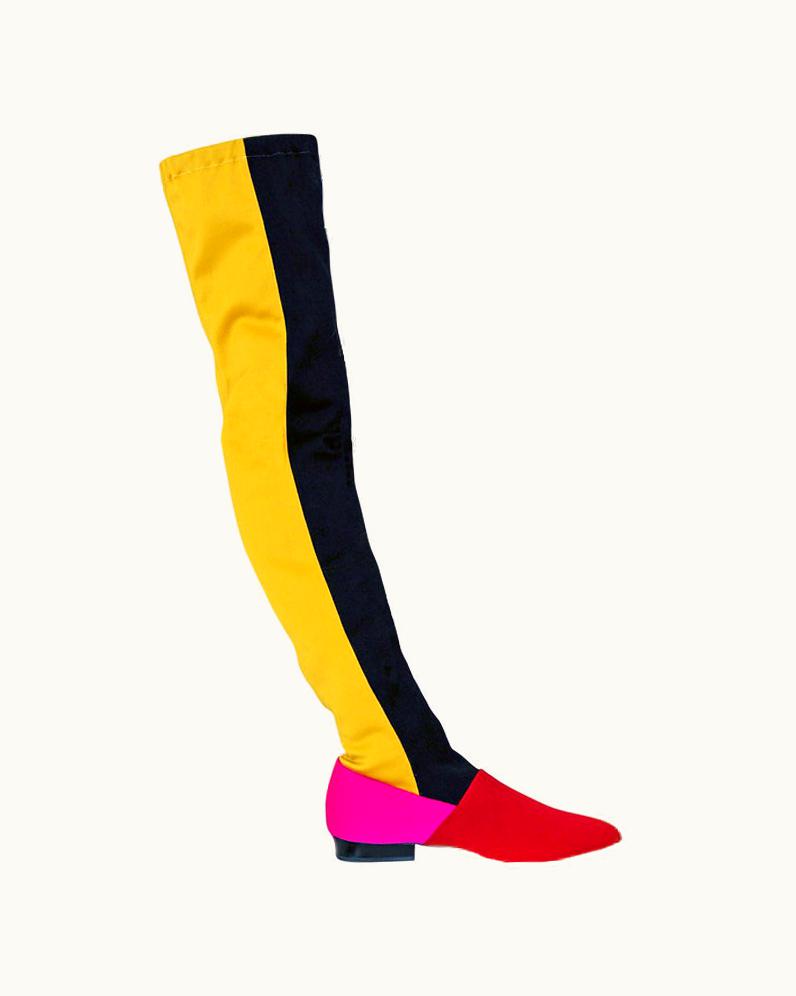 Gianni Versace Couture 1980' Gianni Versace Couture Block Color Thigh-High Boots