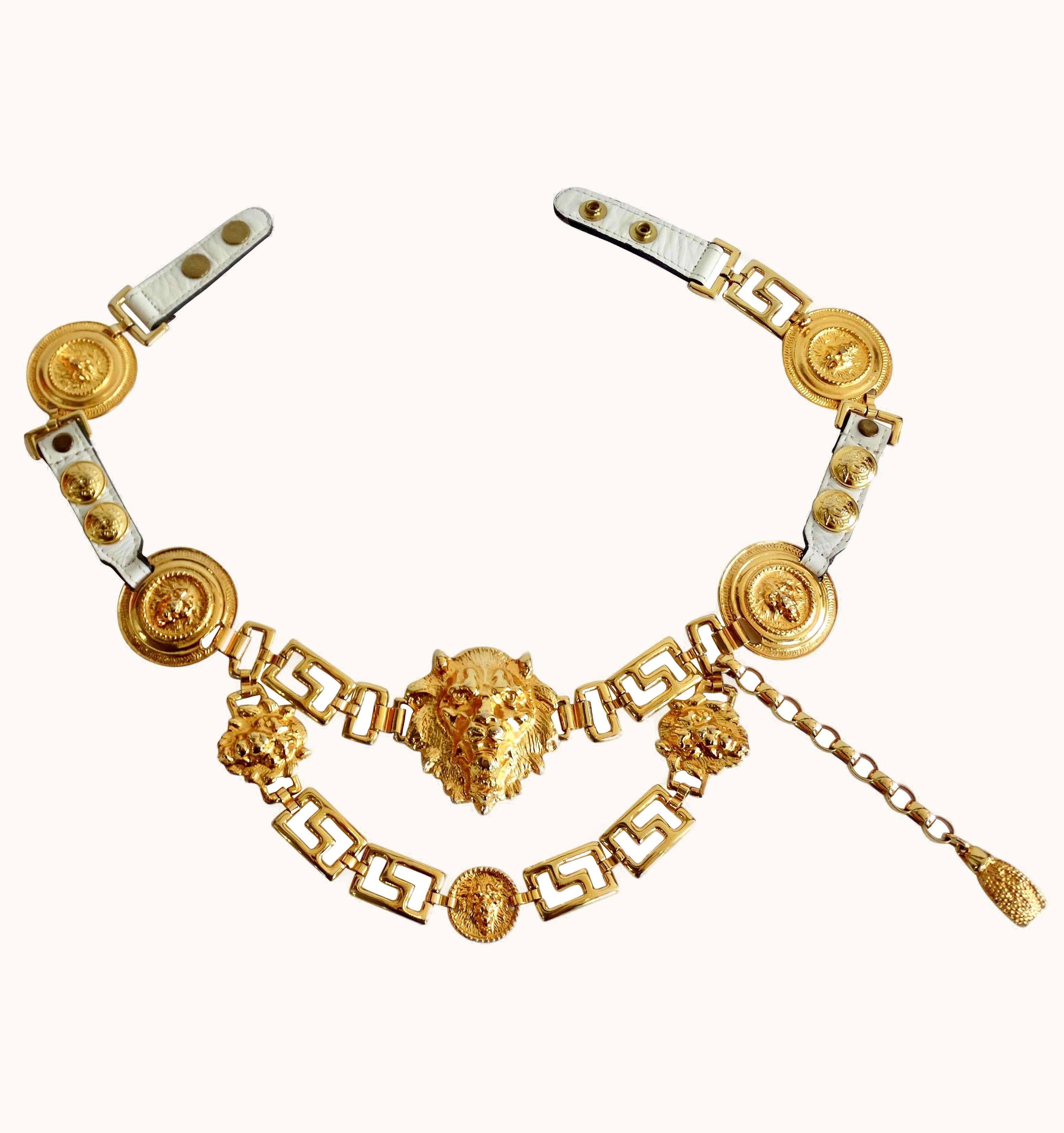 Versace Unsigned Versace Lion Head Drop Chain Belt Circa 1980'