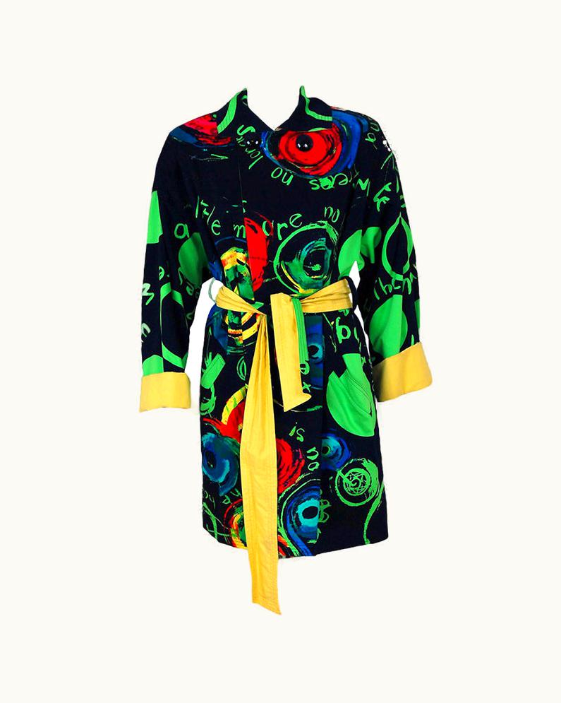 Gianni Versace Couture 1980' Gianni Versace Reversible Rare Graffiti-Print Coat Jacket