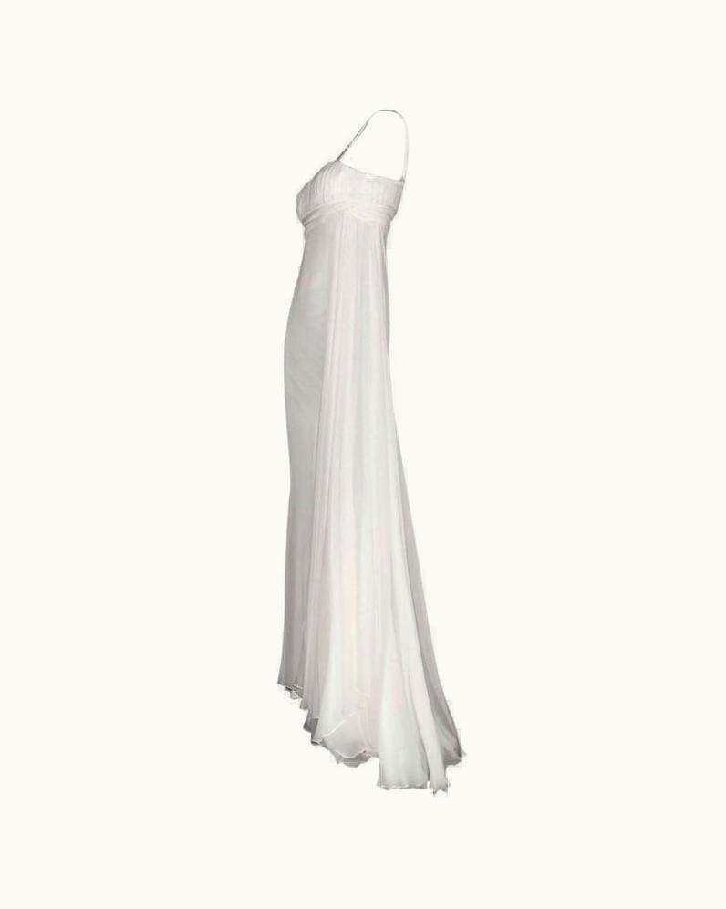 Versace Versace Silk Chiffon Crystal Grecian Meander Evening Gown Wedding Dress