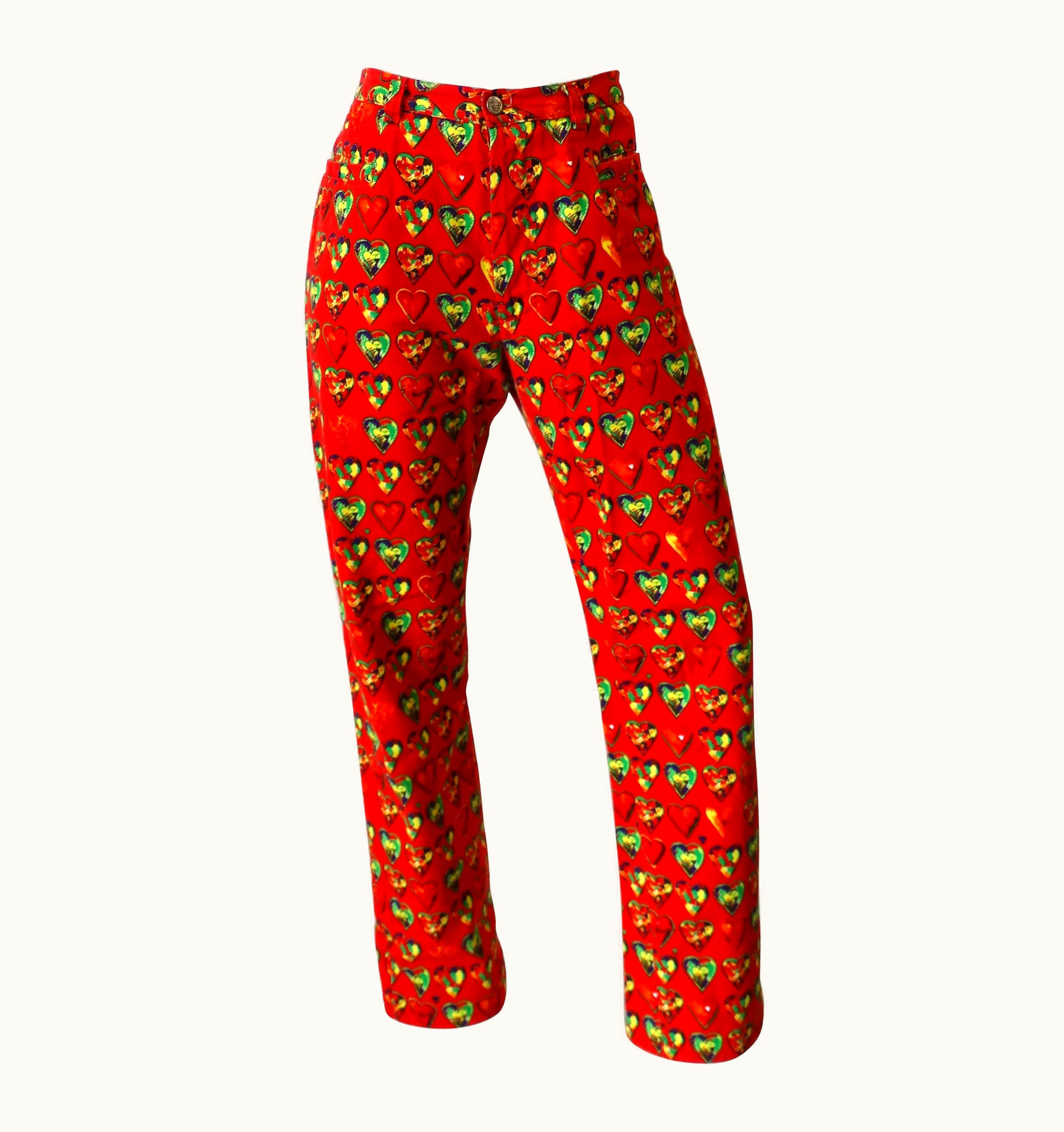 Versace 1997 Versace Jeans Heart Printed Pants
