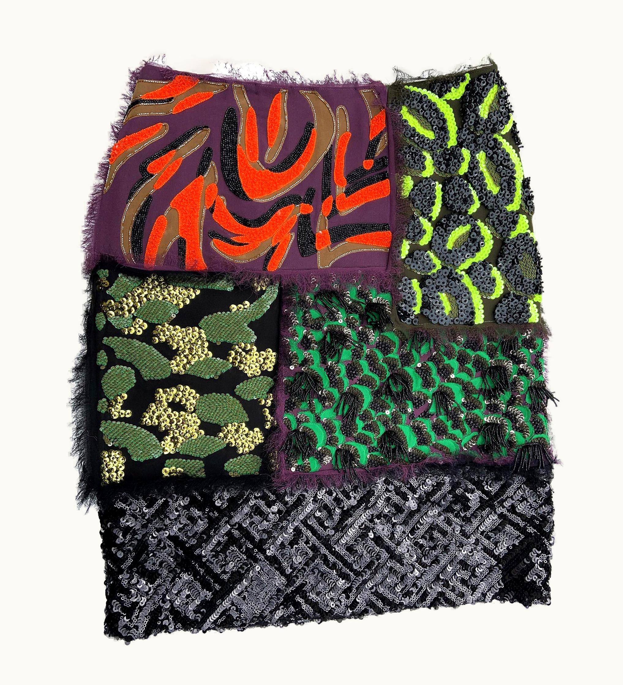 Versace Versace Fully Embellished Beaded Patchwork Mini Skirt It. 38 - Us