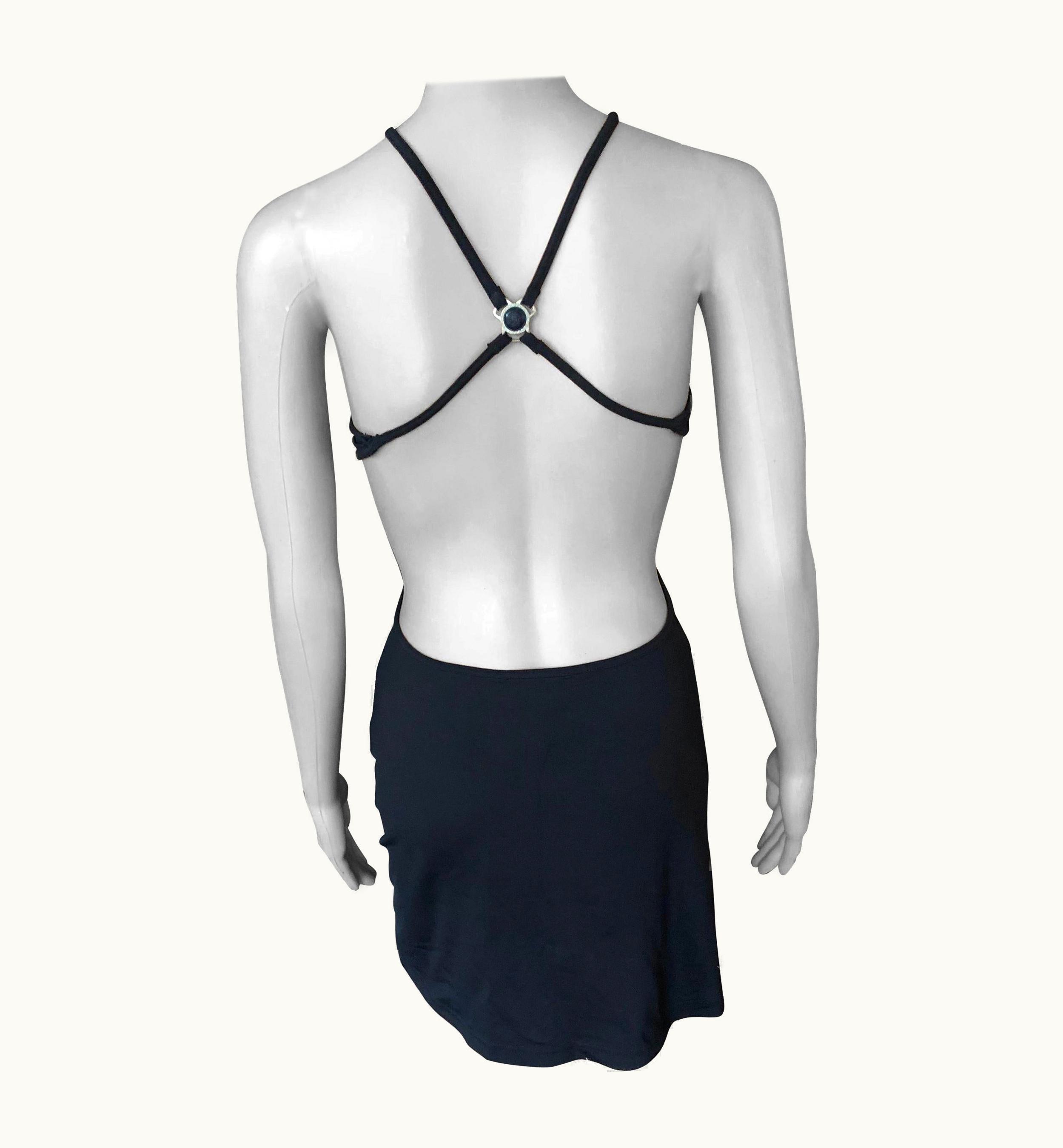 Gianni Versace Couture Gianni Versace Intensive Vintage C. 1990' Cutout Open Back Black Mini Dress