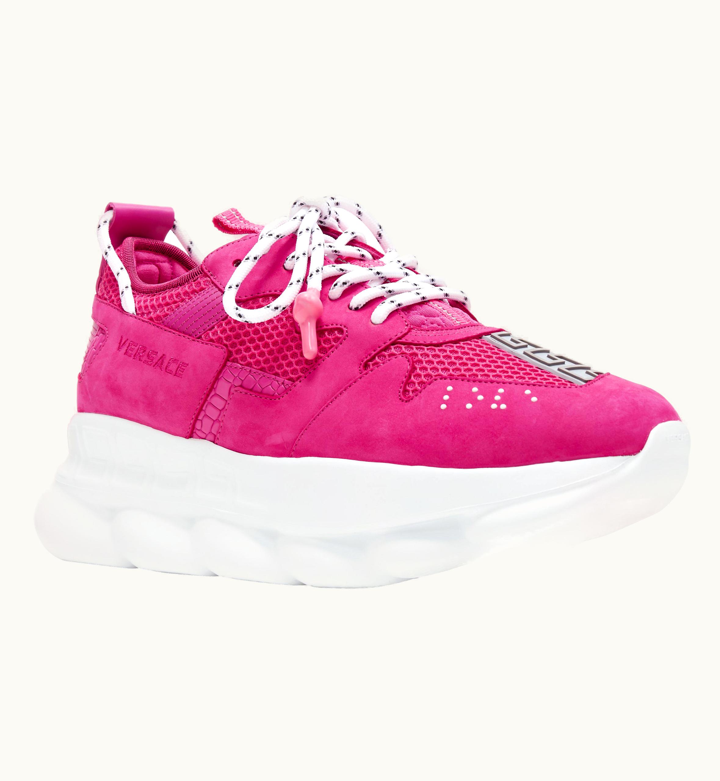 Versace Versace Chain Reaction Blowzy Pink Suede Low Top Chunky Sneaker UZ0577401