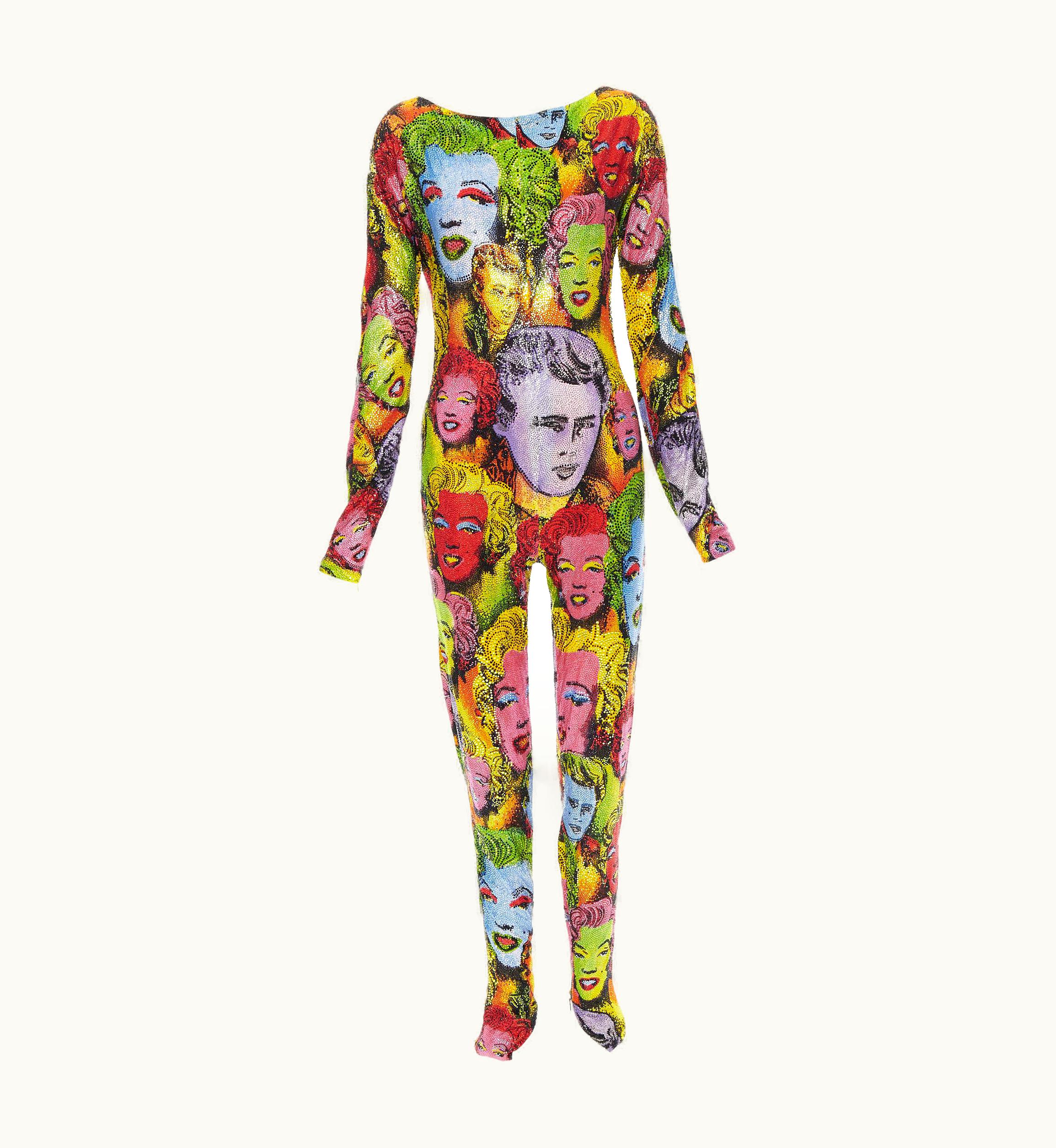 Versace Runway Versace 2018 Tribute Pop Art Marilyn Monroe Crystal Jumpsuit