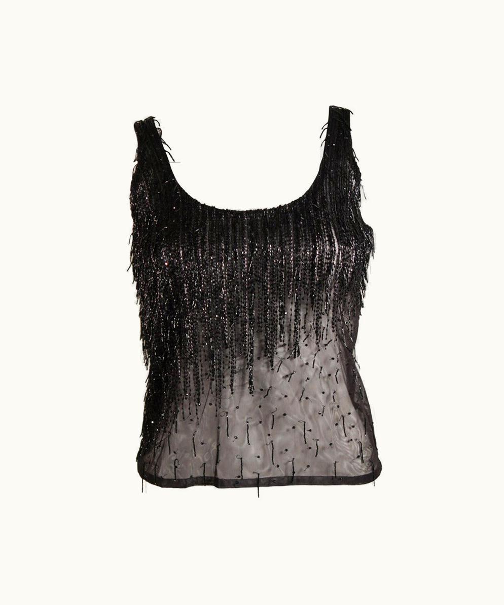 Versace Versace Atelier Beaded Black Mesh Evening Top mall