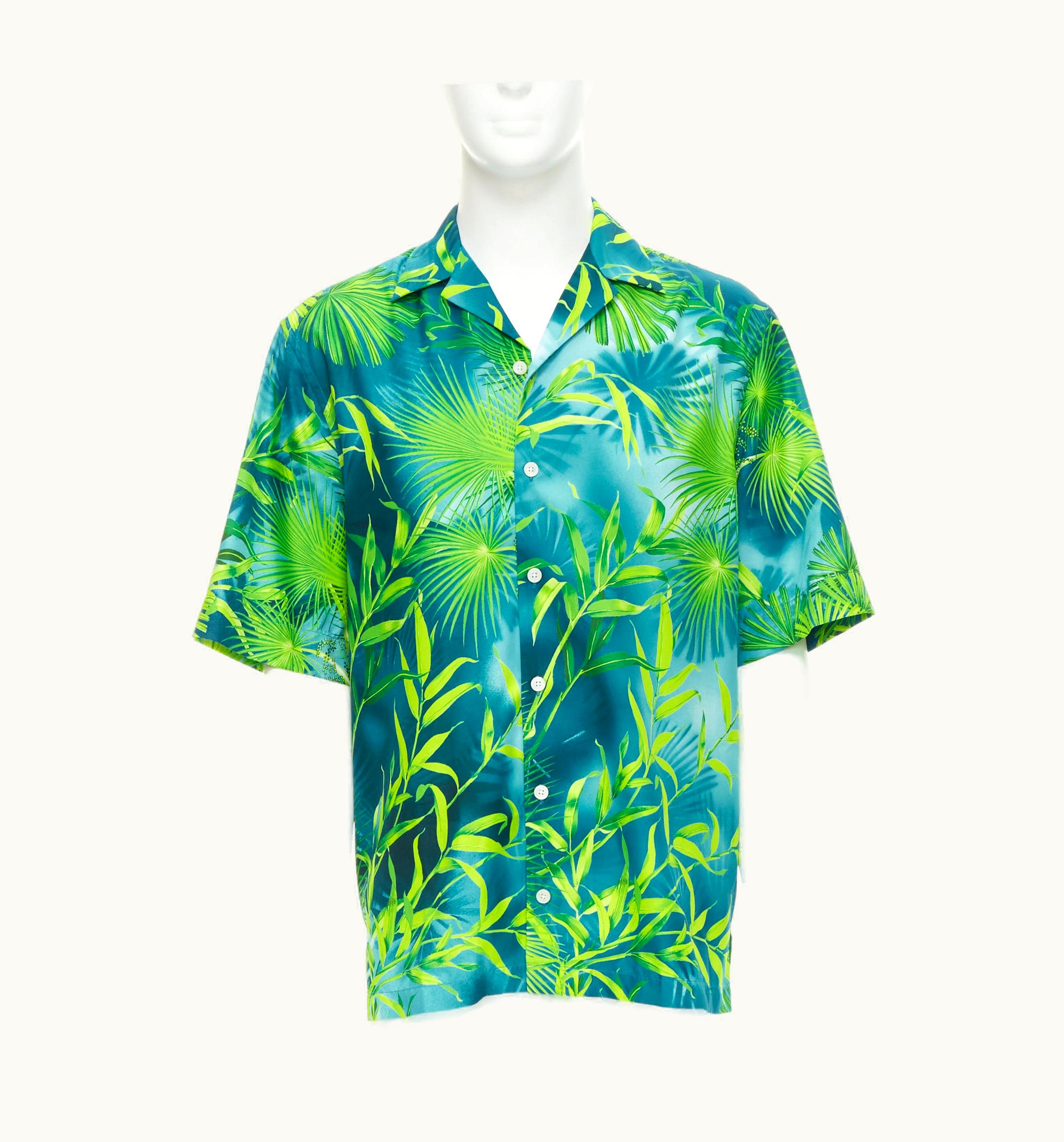 Versace Versace 2020 Iconic JLo Jungle Print Green Tropical Print Shirt Xl UZ0577425
