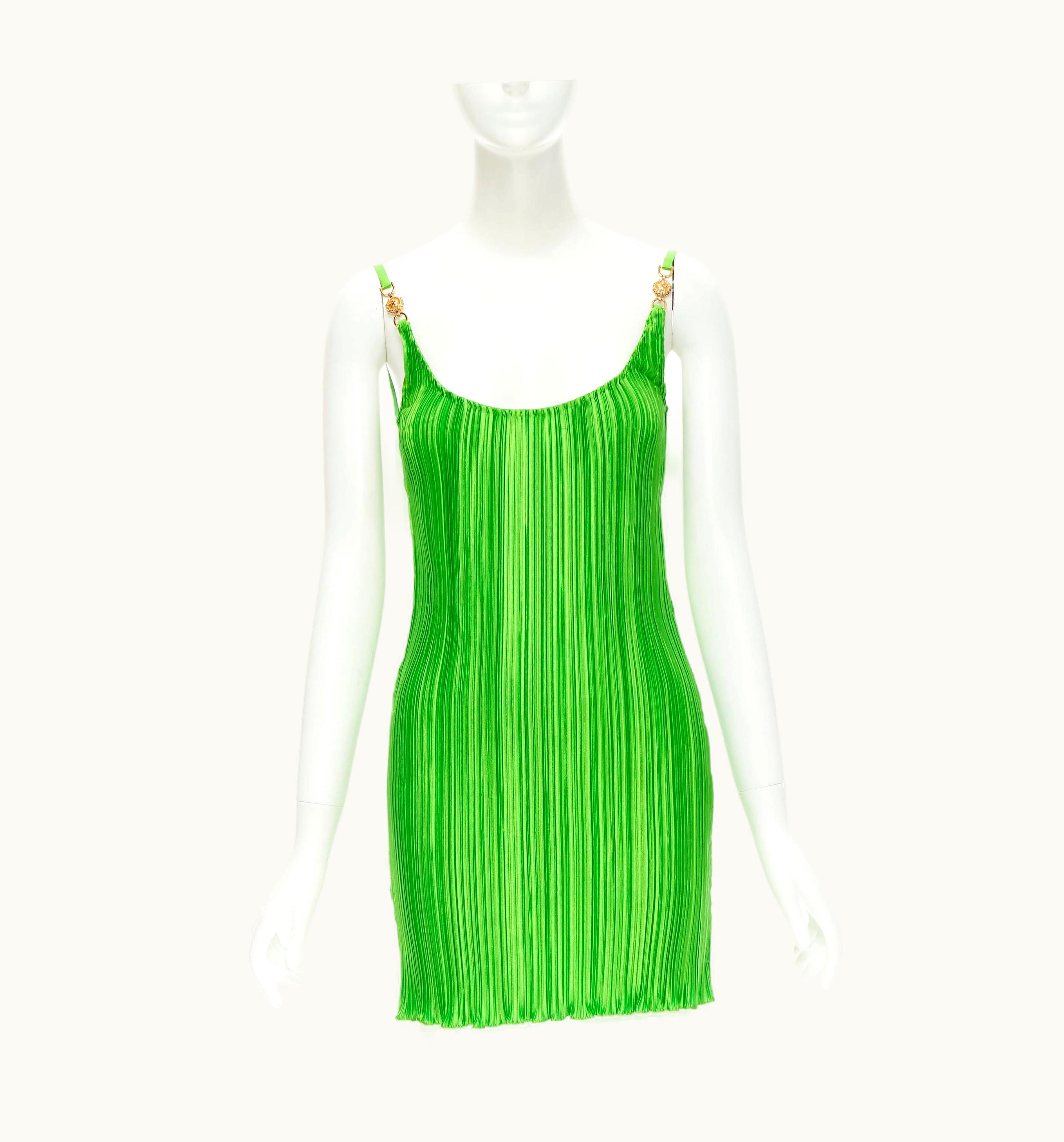 Versace Versace 2021 Runway Green Tresor De La Mer Starfish Plisse Dress