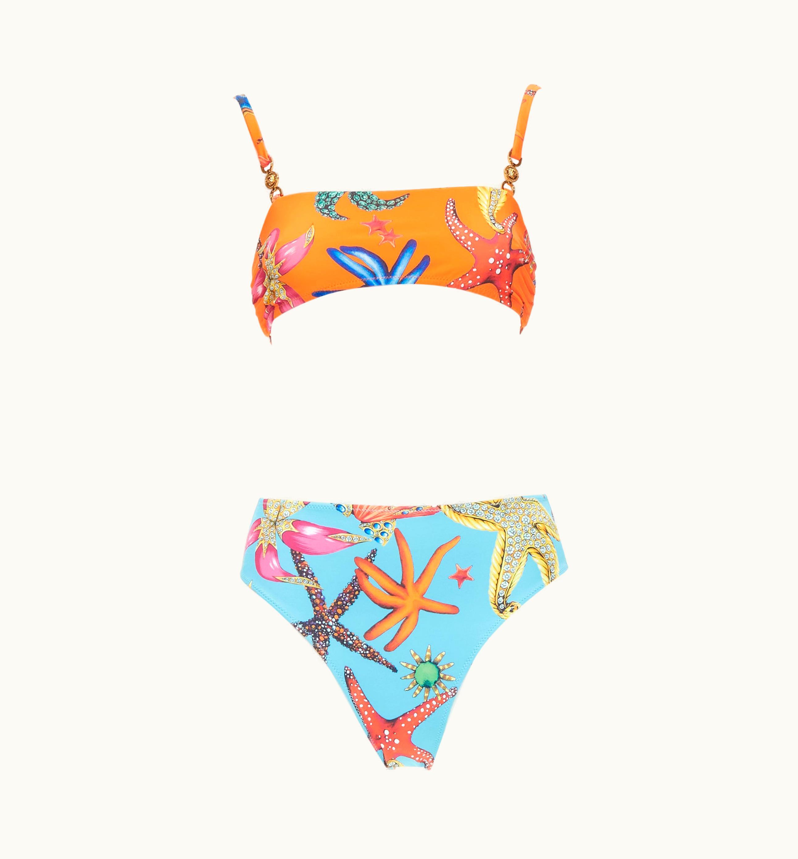 Versace Versace 2021 Tresor De La Mer Orange Blue Starfish Medusa Buckle Bikini