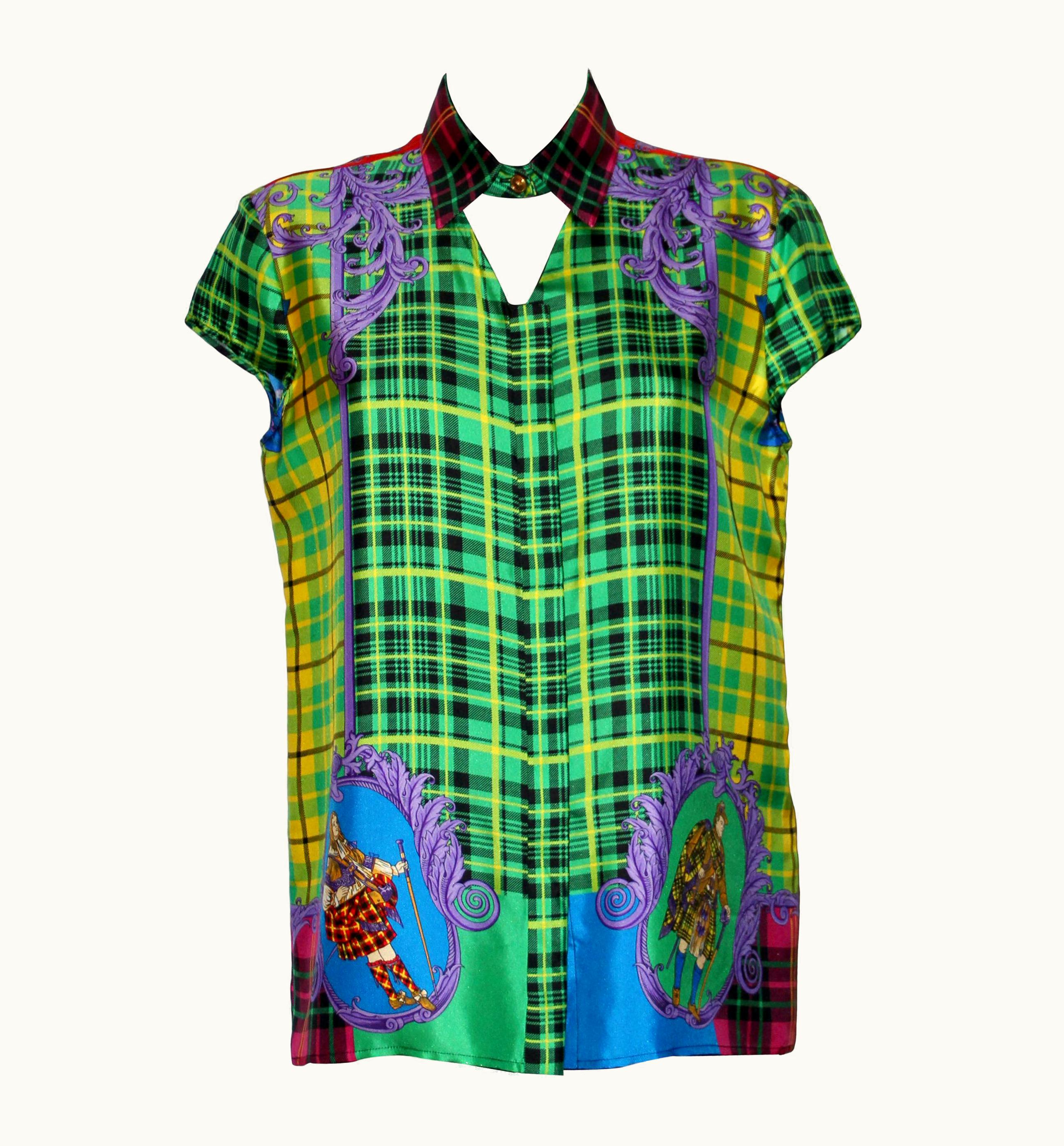 Versace Versace Fall Winter 2018 The Clans Print Silk Blouse