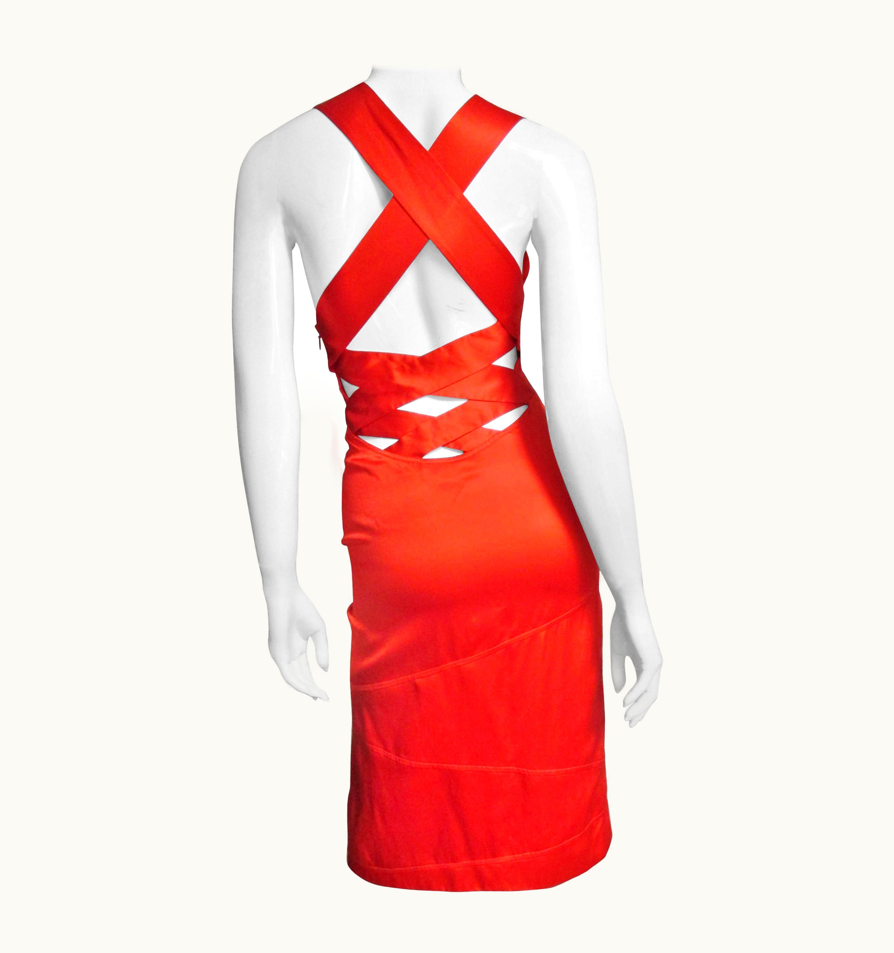 Versace Versace Bodycon Orange Silk Dress