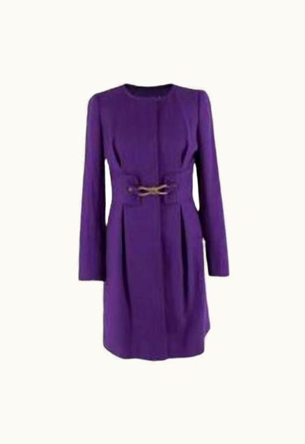 Versace Versace Purple Silk Blend Coat With Gold Belt Detail UZ0577489