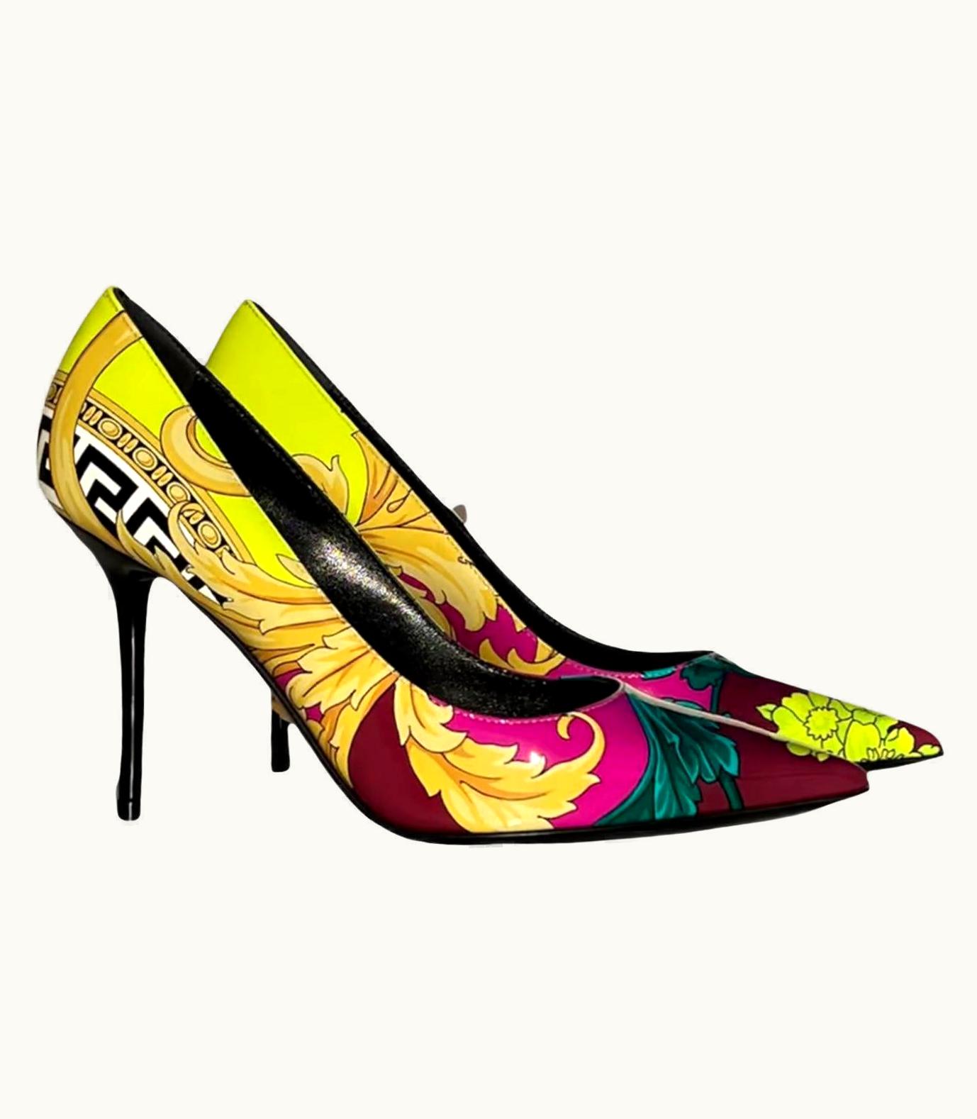 Versace Versace Multicolored Baroque Patent Leather Pump Shoes