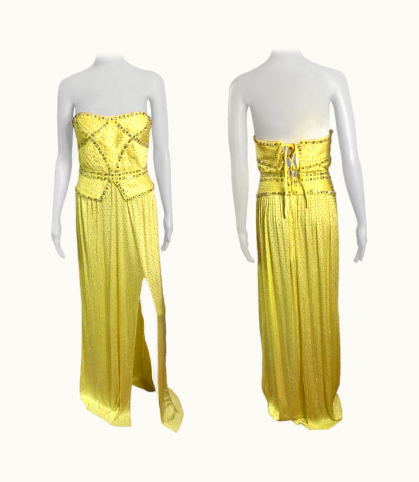 Versace Versace S/S 2012 Runway Bustier Corset Crystal Embellished Evening Dress Gown