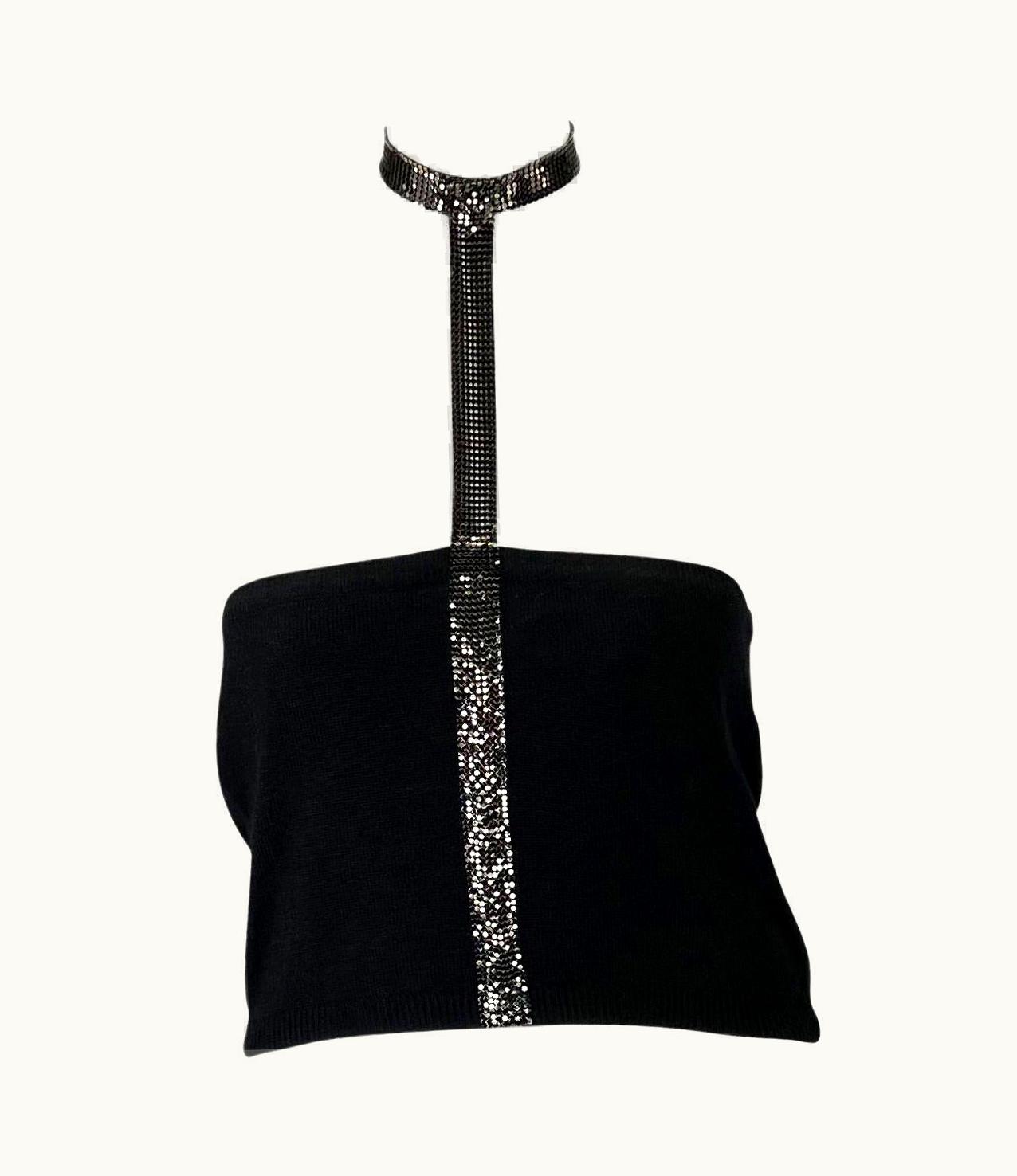 Gianni Versace Couture AW 1998 Gianni Versace By Donatella Ad Campaign Oroton Choker Knit Tube Top