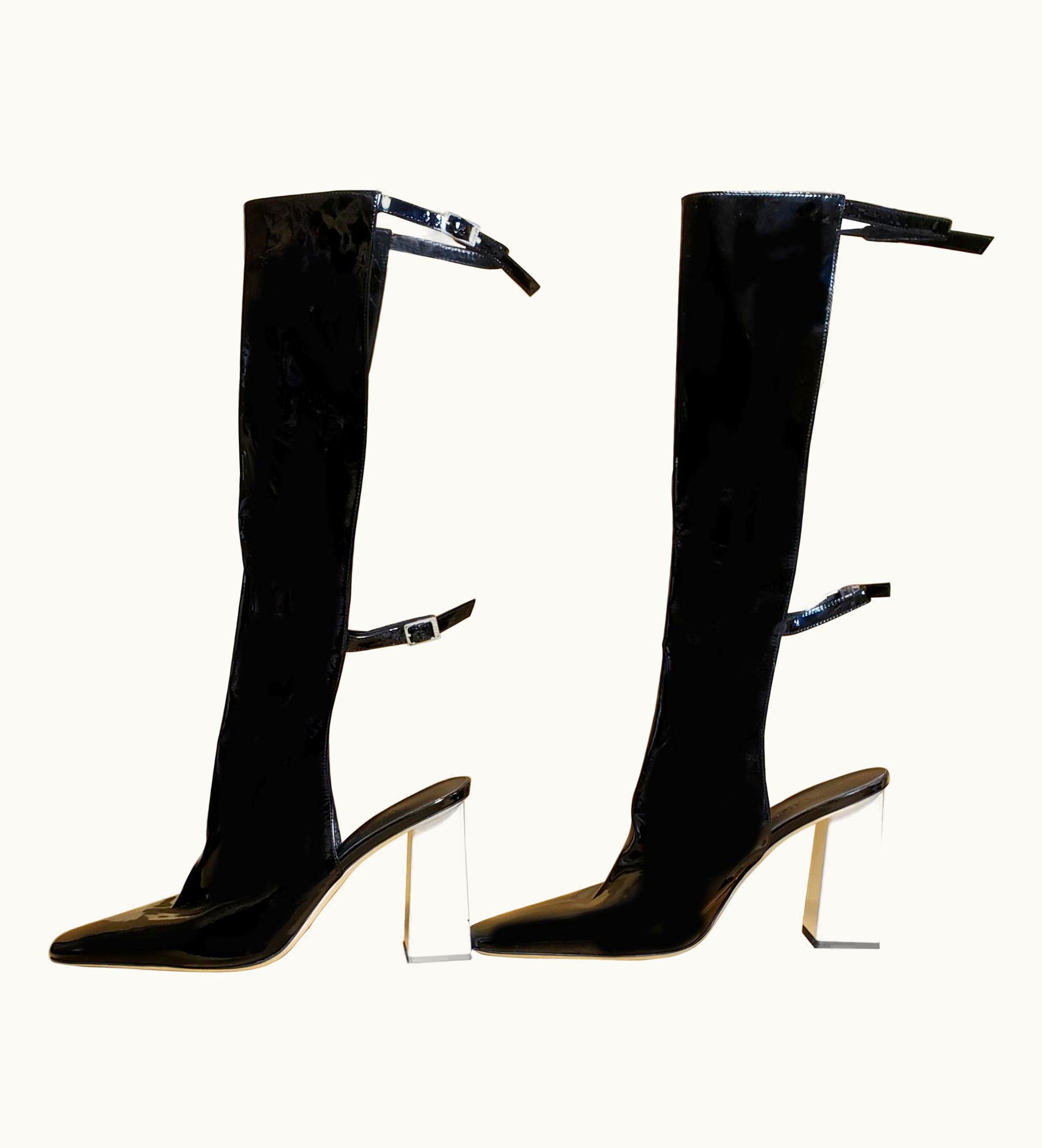 Versace Versus Versace Black Patent Leather Boots