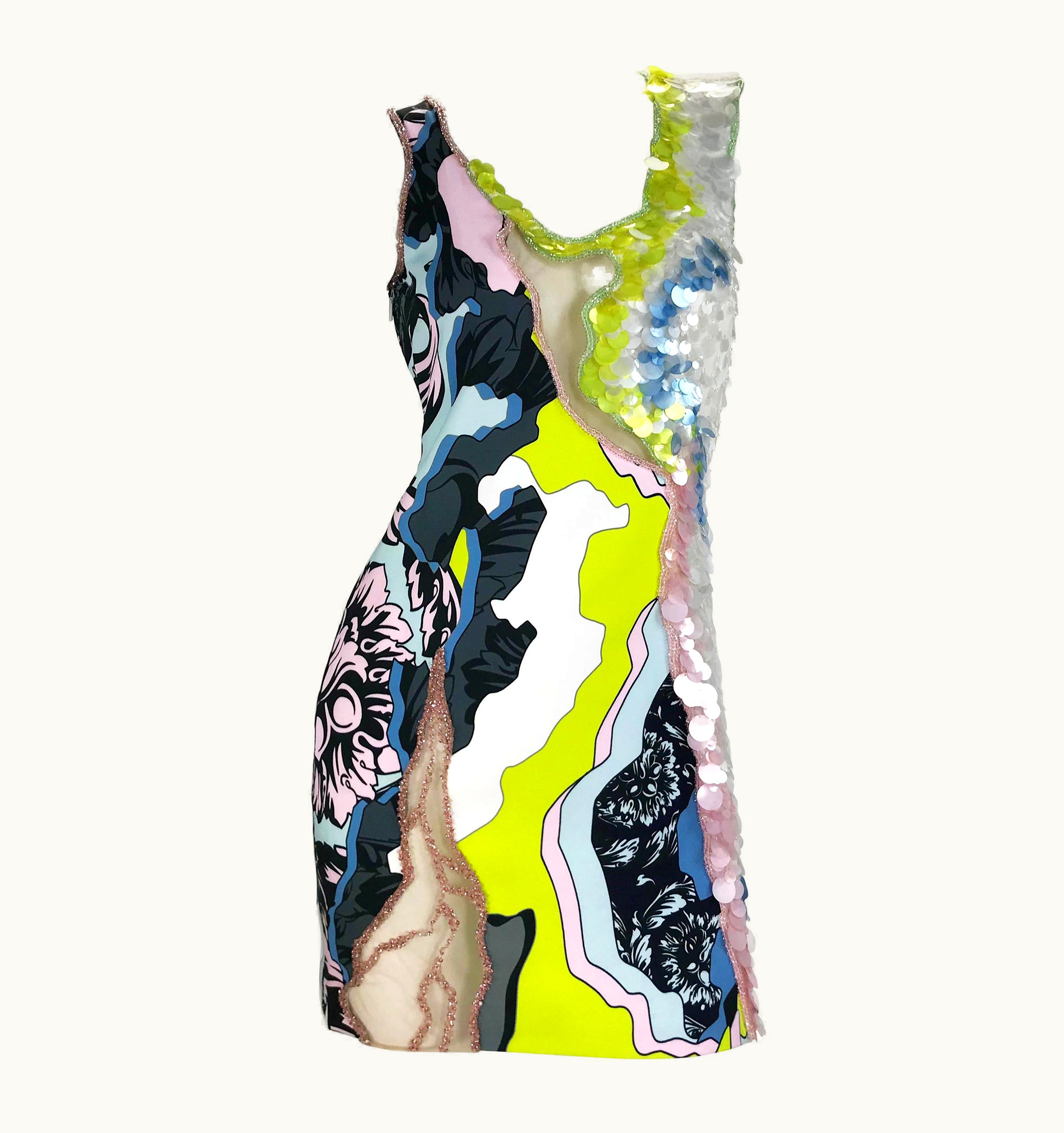 Versace Sold Out Everywhere Versace Embellished Printed Silk And Nude Tulle Dress
