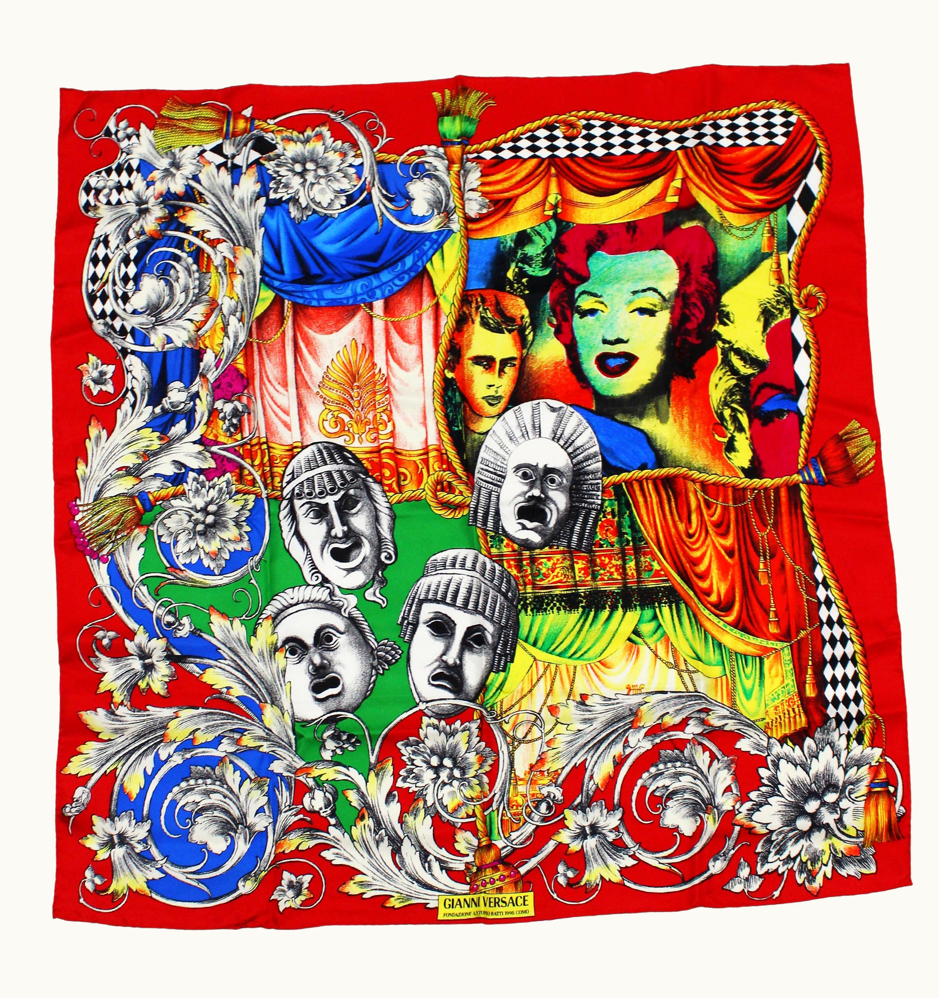 Versace Versace Silk Scarf Shawl 35in Antonio Ratti Vintage Marilyn Monroe James Dean