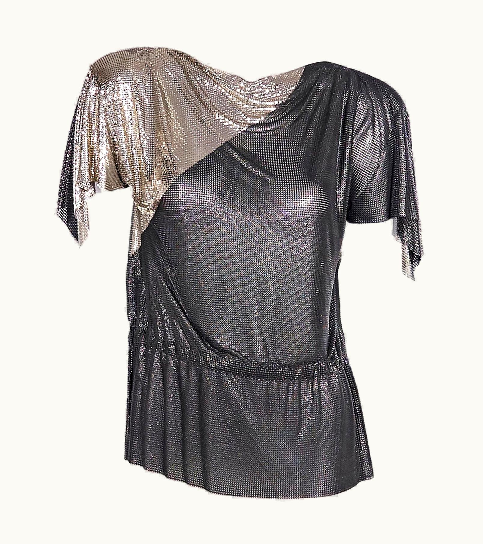 Gianni Versace Couture Metallic Vintage 80s Gianni Versace Mesh Top UZ0577588
