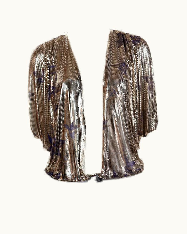 Gianni Versace Couture Unworn 1984 Gianni Versace Oroton Chainmail Mesh Jacket With Hand Painted Flower