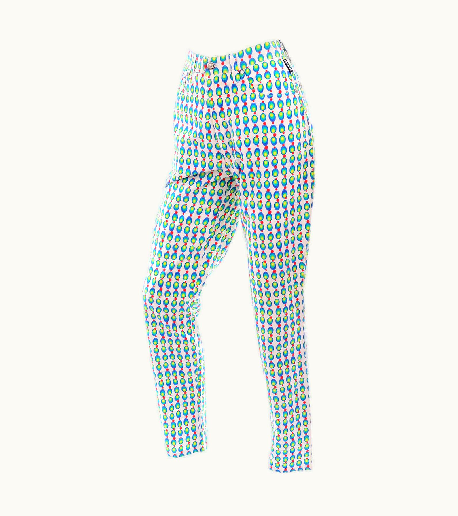 Versace Versace Jeans Couture 90s Vintage Green Blue Red & White Abstract Circles Olives