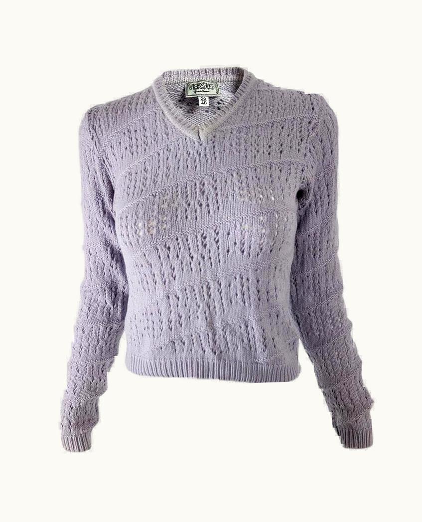 Gianni Versace Couture Gianni Versace Versus Pastel Purple Lavender Virgin Wool Knit Sweater Jumper
