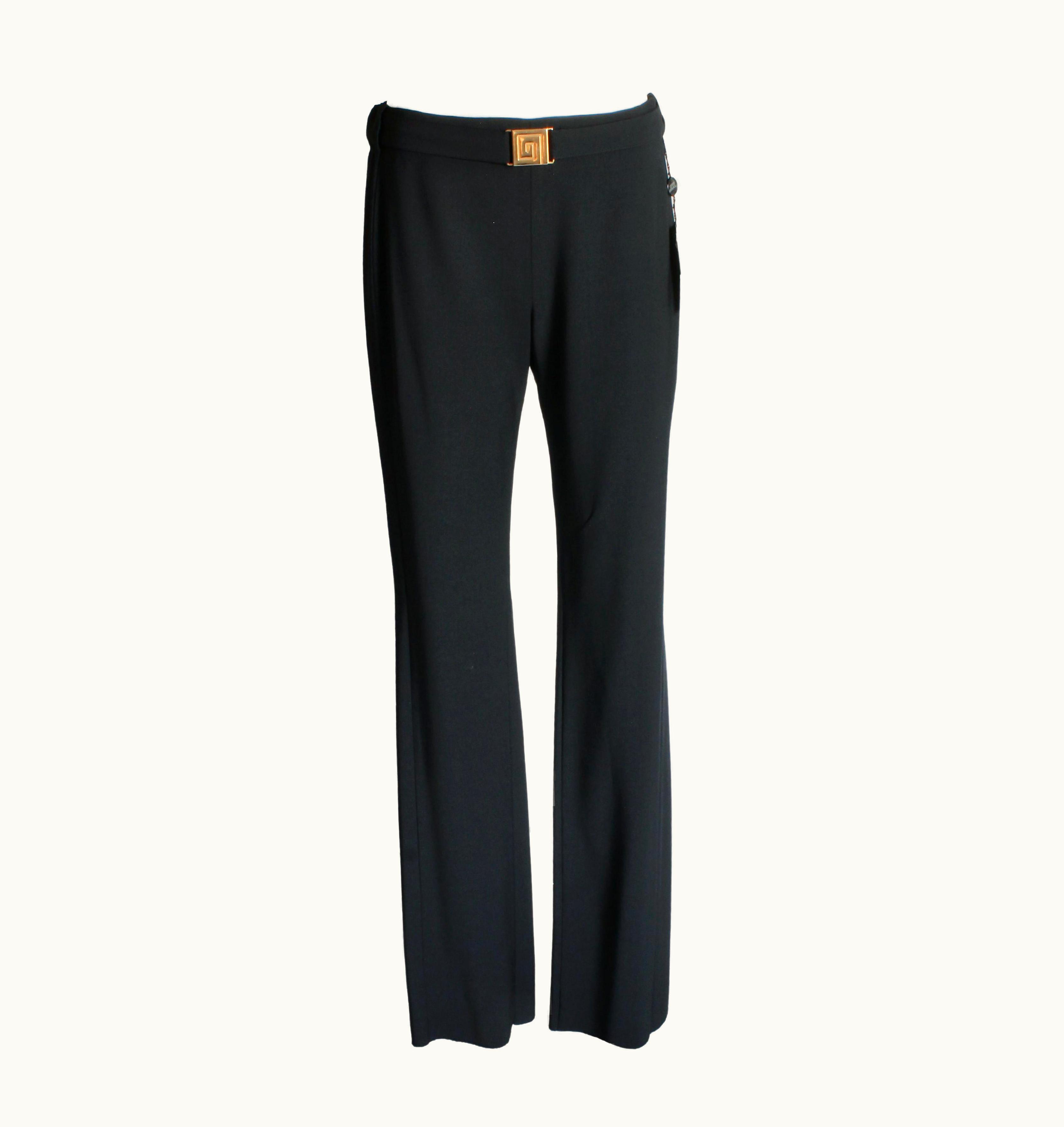 Gianni Versace Couture Gianni Versace Couture Pants Attached Belt Black Wool Vintage 90s Nwt/nos