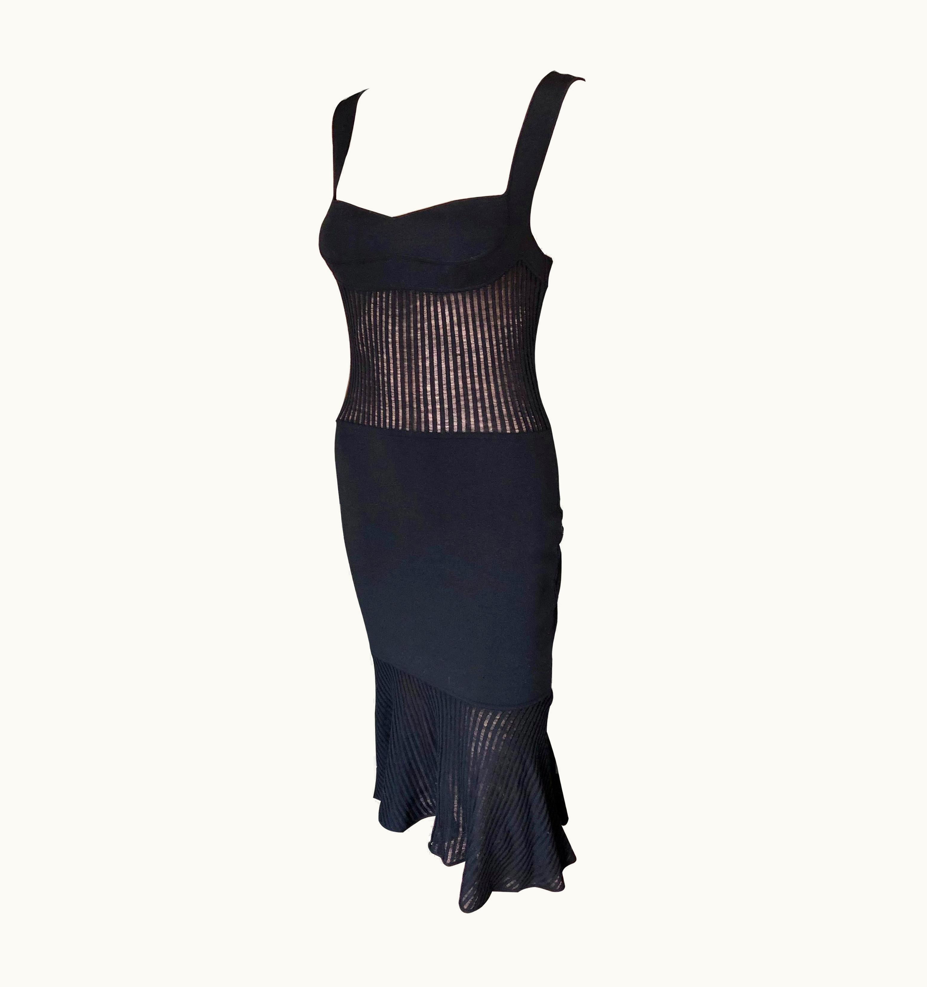 Gianni Versace Couture Gianni Versace 1990' Vintage Sheer Knit Black Dress